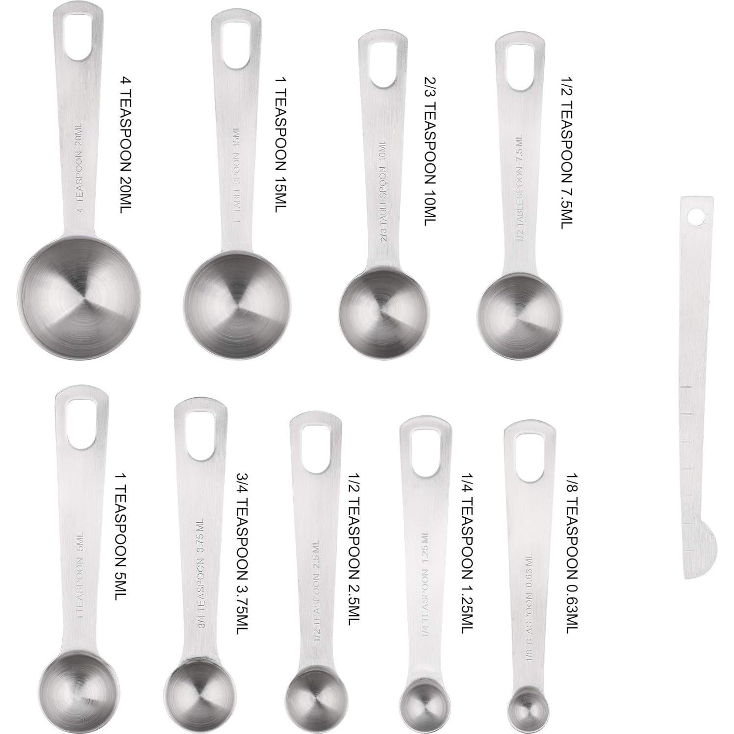 Juego de Tazas y Cucharas Medidoras Acero Inoxidable 21 Piezas