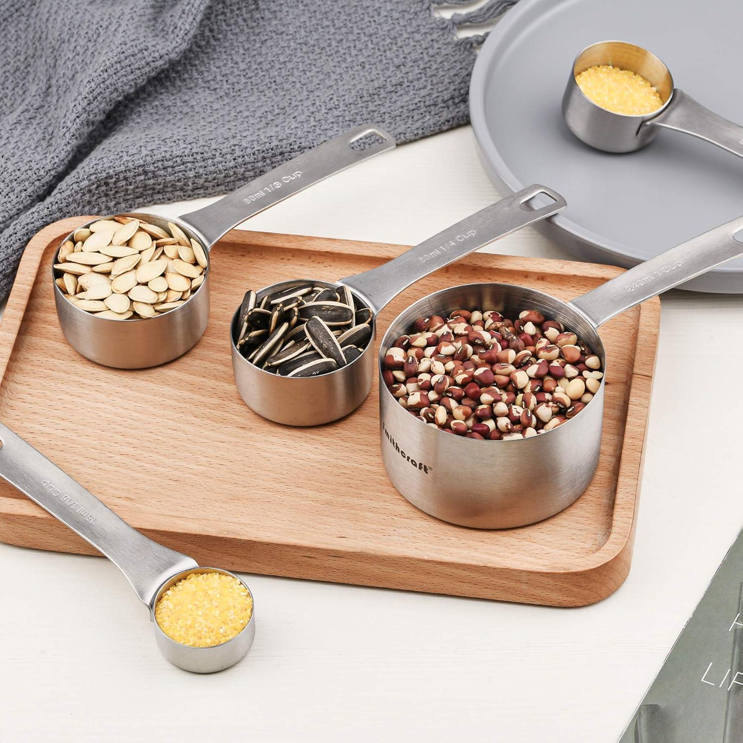 Juego de Tazas y Cucharas Medidoras Acero Inoxidable 21 Piezas