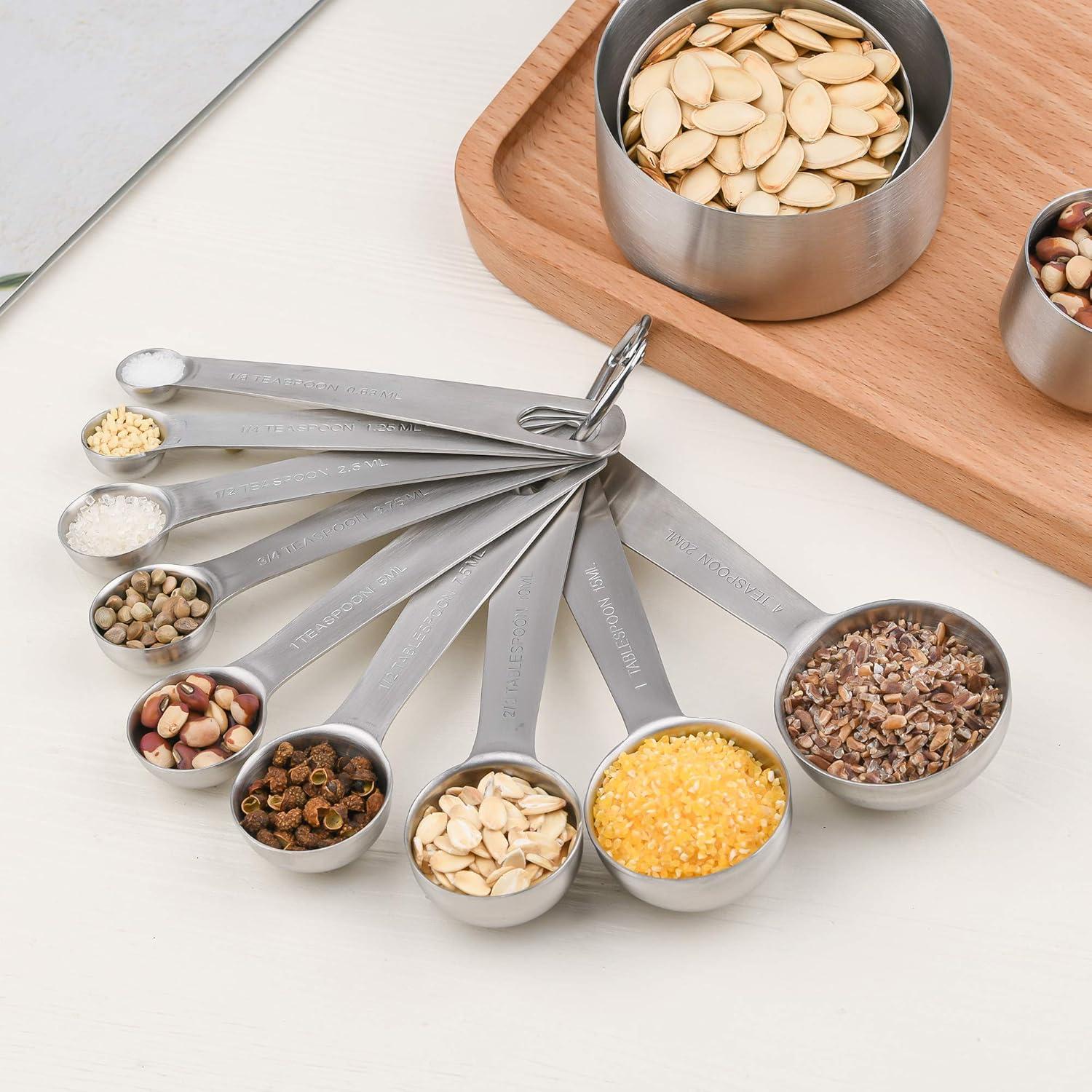 Juego de Tazas y Cucharas Medidoras Acero Inoxidable 21 Piezas