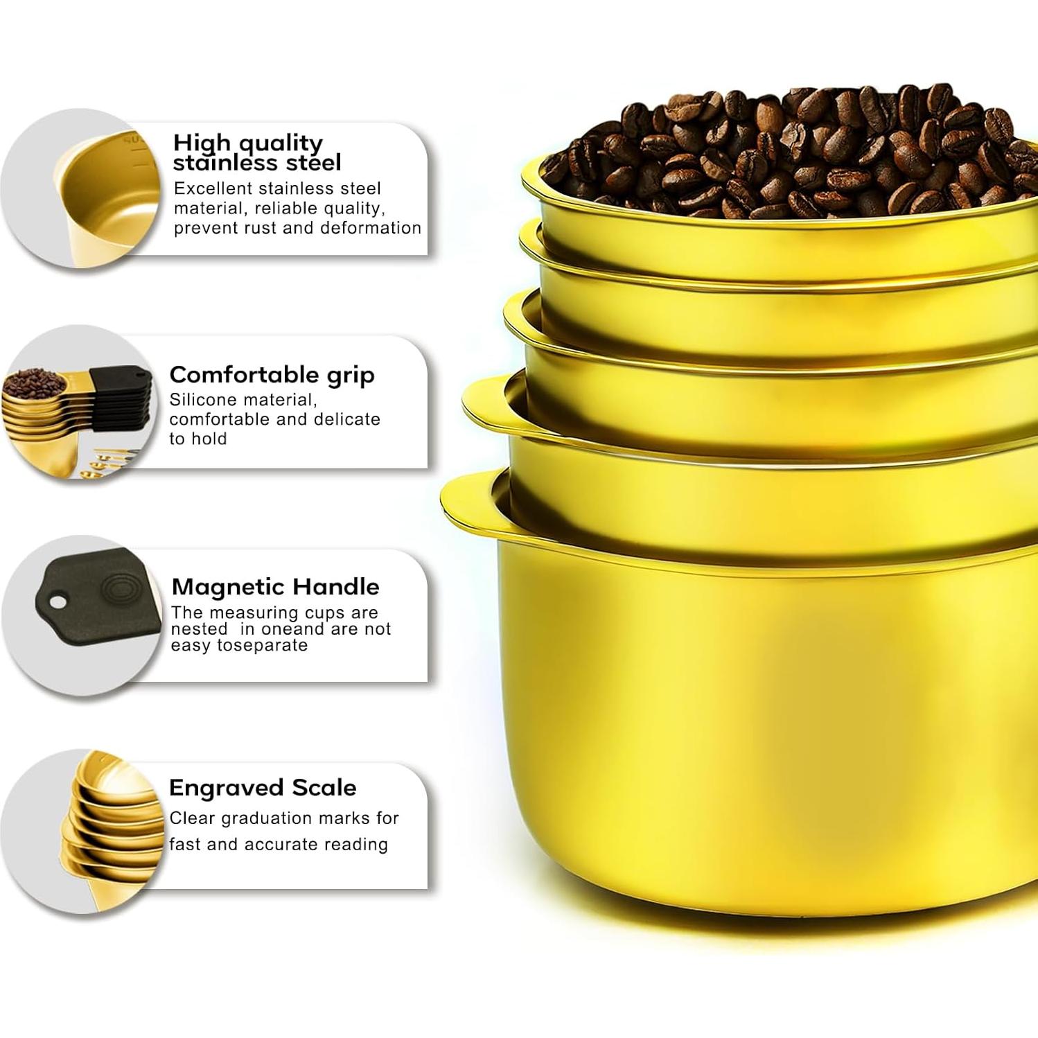 Juego de Tazas y Cucharas Medidoras Magnéticas LIFETOWE 13 Piezas