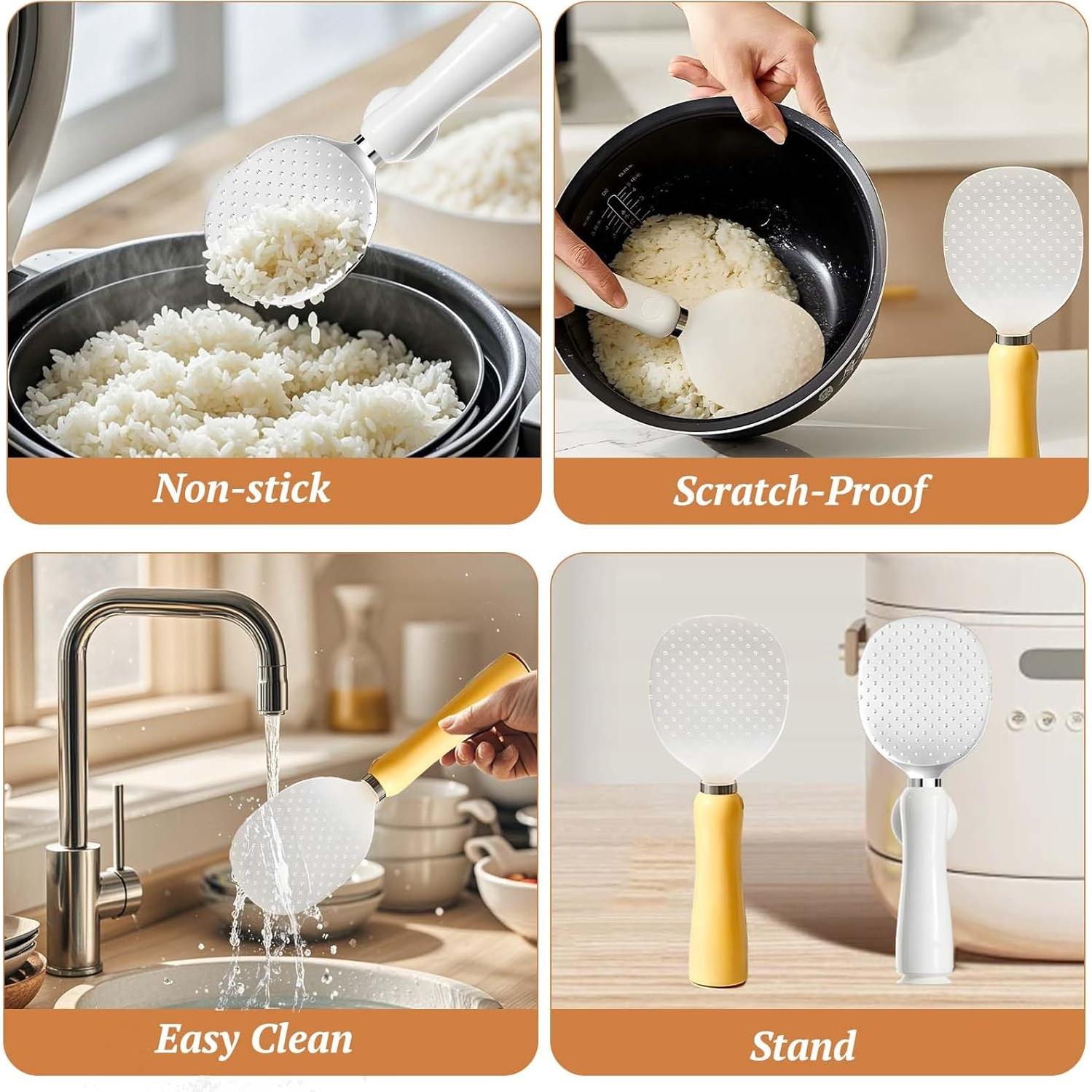 Paleta de Arroz Tizee con Ventosa Antiadherente - Blanco