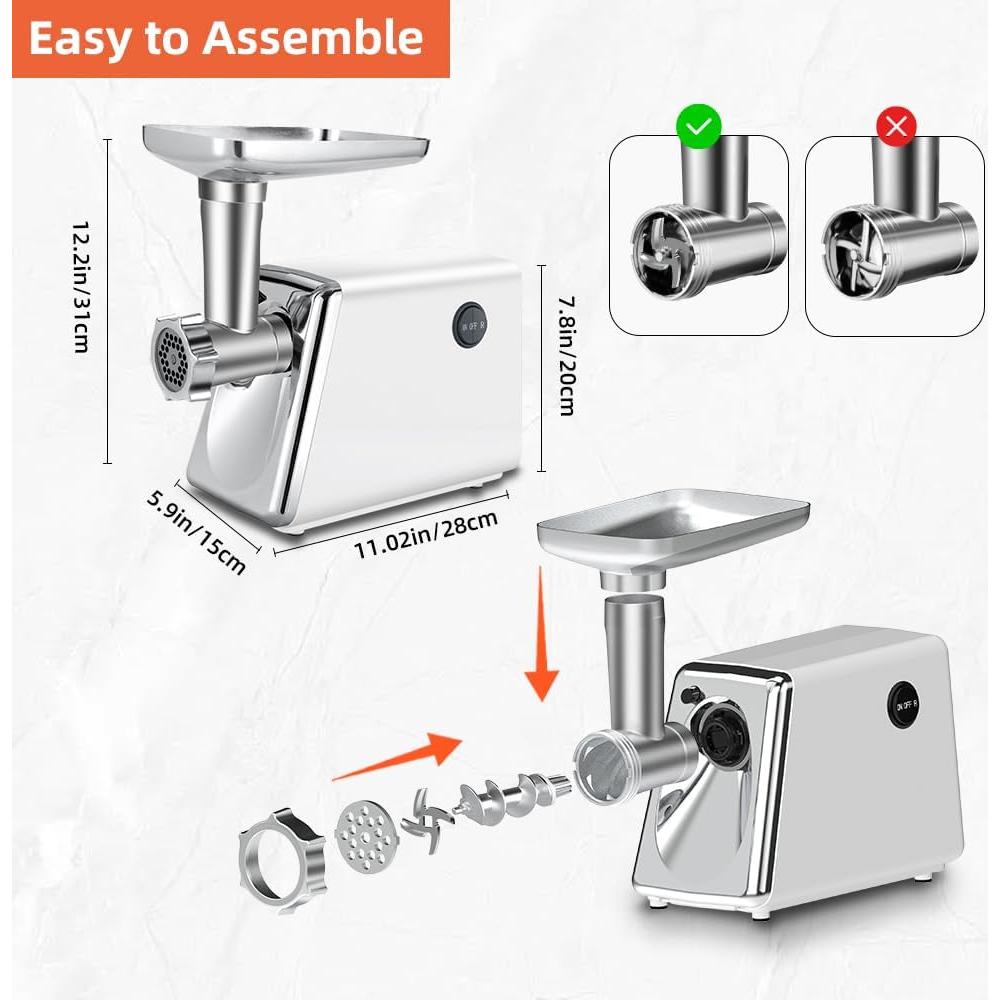 Picadora de Carne Eléctrica axGear 2800W Acero Inoxidable
