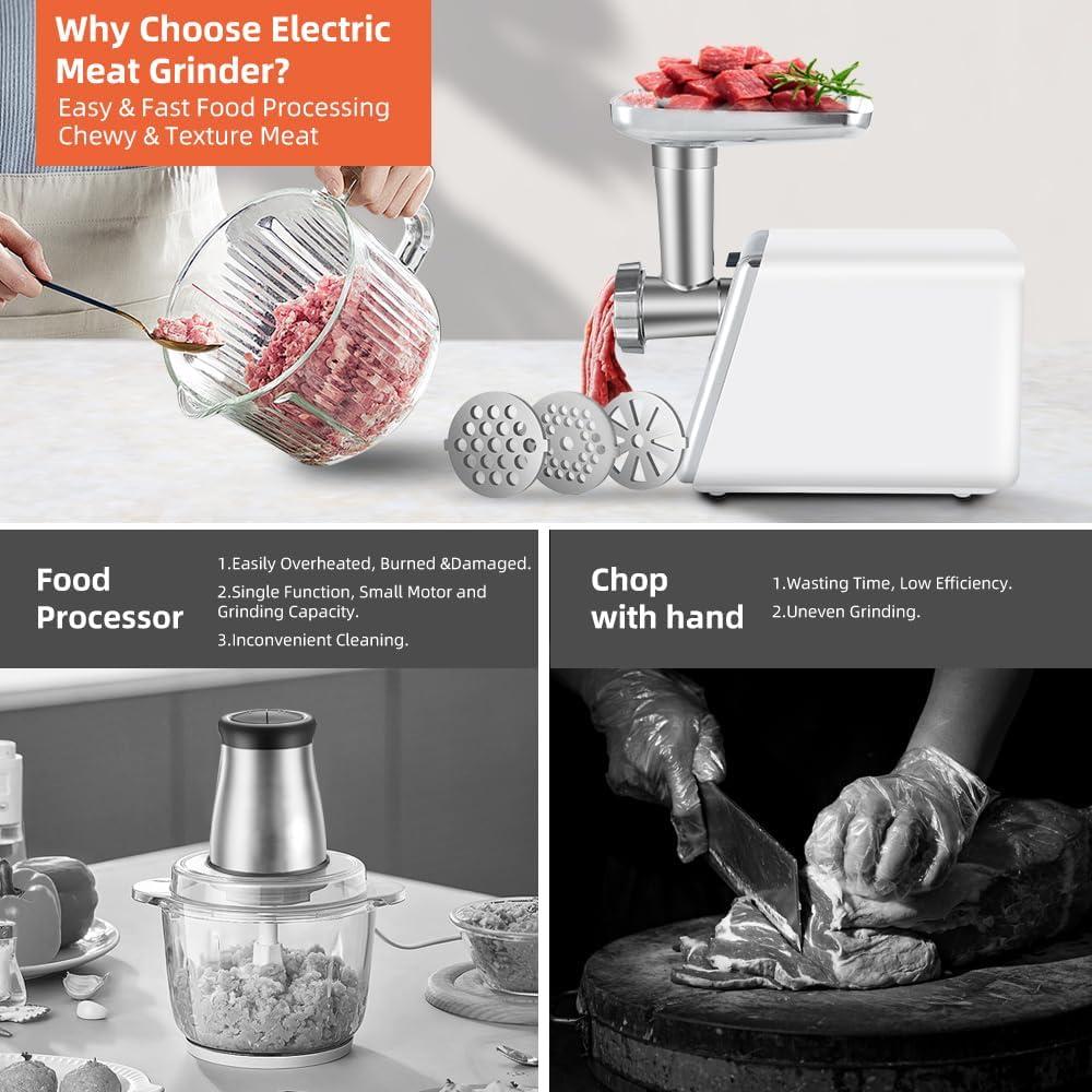 Picadora de Carne Eléctrica axGear 2800W Acero Inoxidable