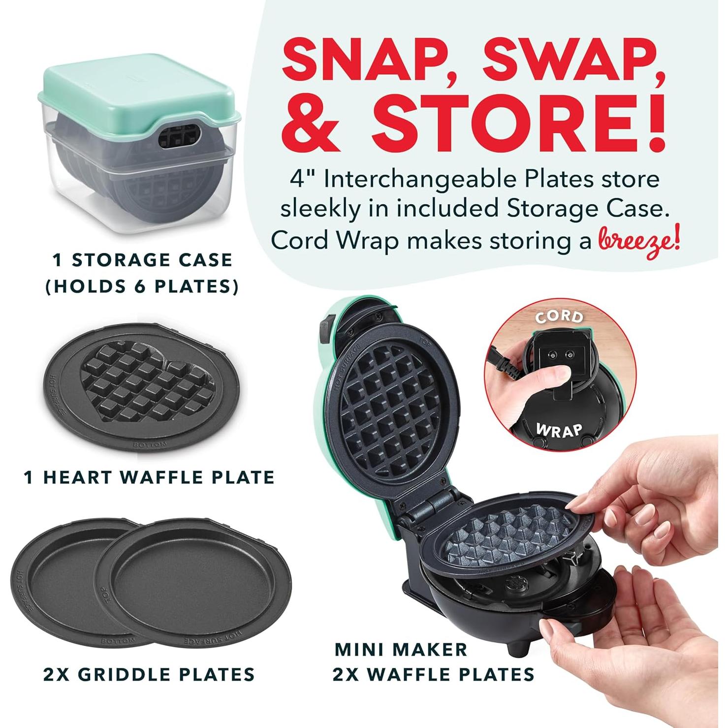 Mini Maker 3 en 1 DASH Aqua con 5 Placas Removibles