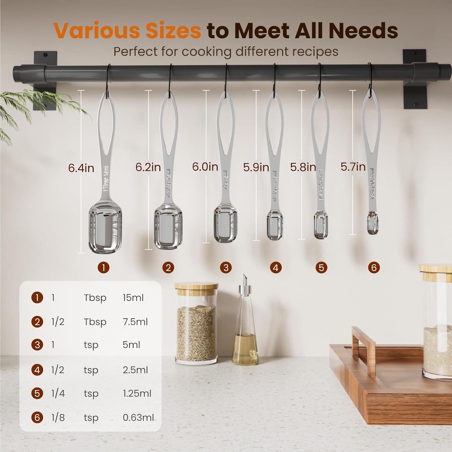 Juego de 6 cucharas medidoras THLHKD de acero inoxidable