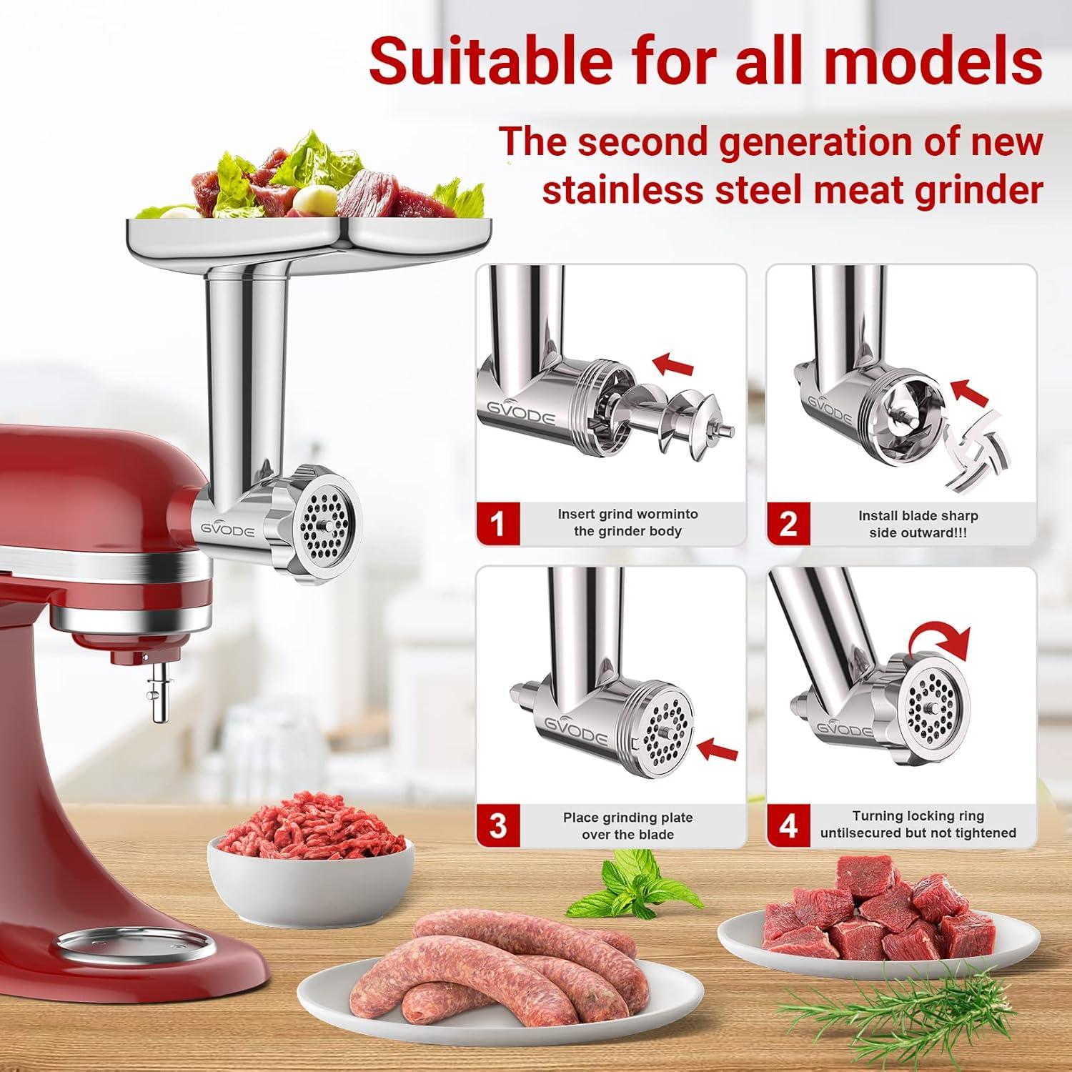 Picadora de Carne de Acero Inoxidable GVODE para KitchenAid