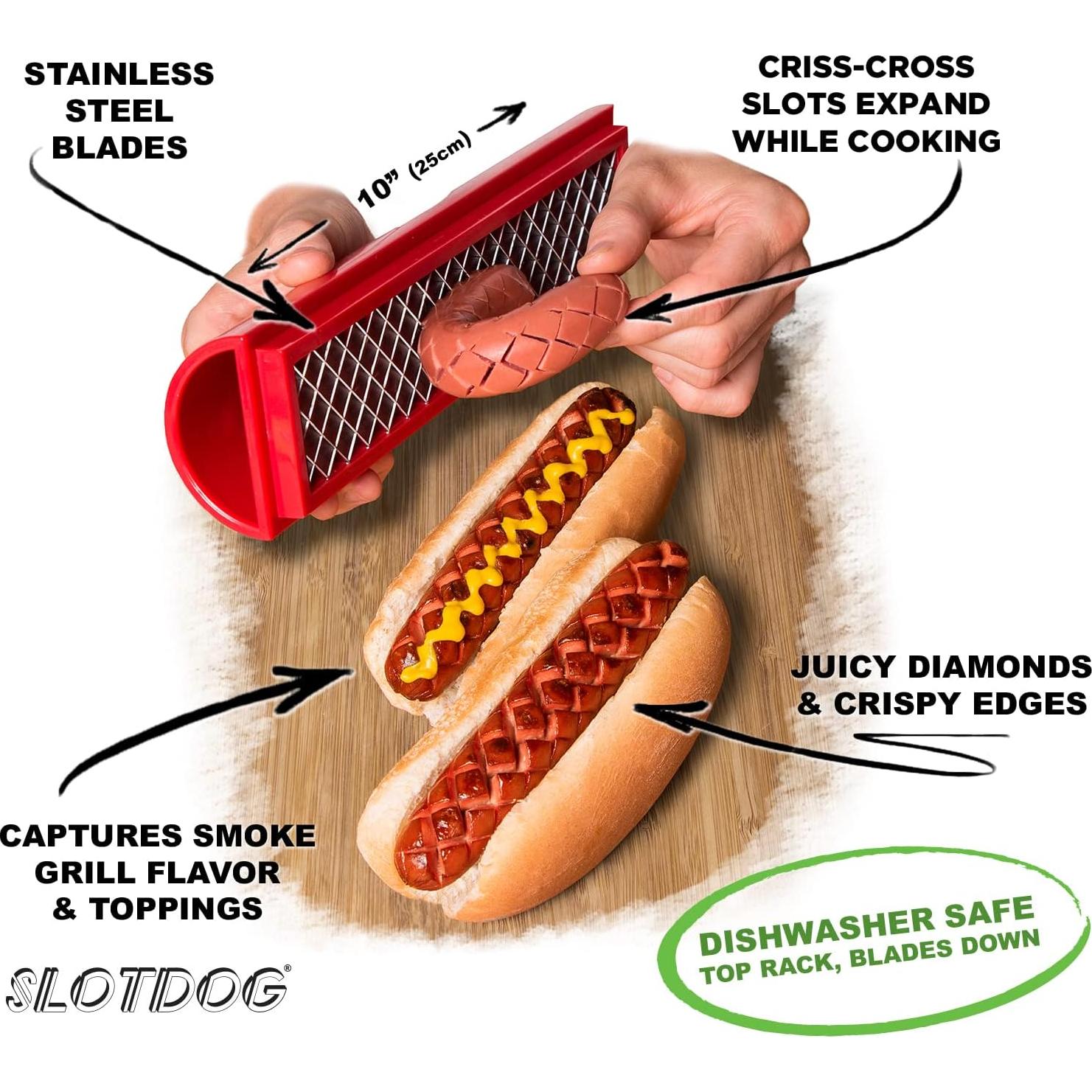 Cortador de Hot Dogs SLOTDOG - Acero Inoxidable - 27.94 cm - Rojo