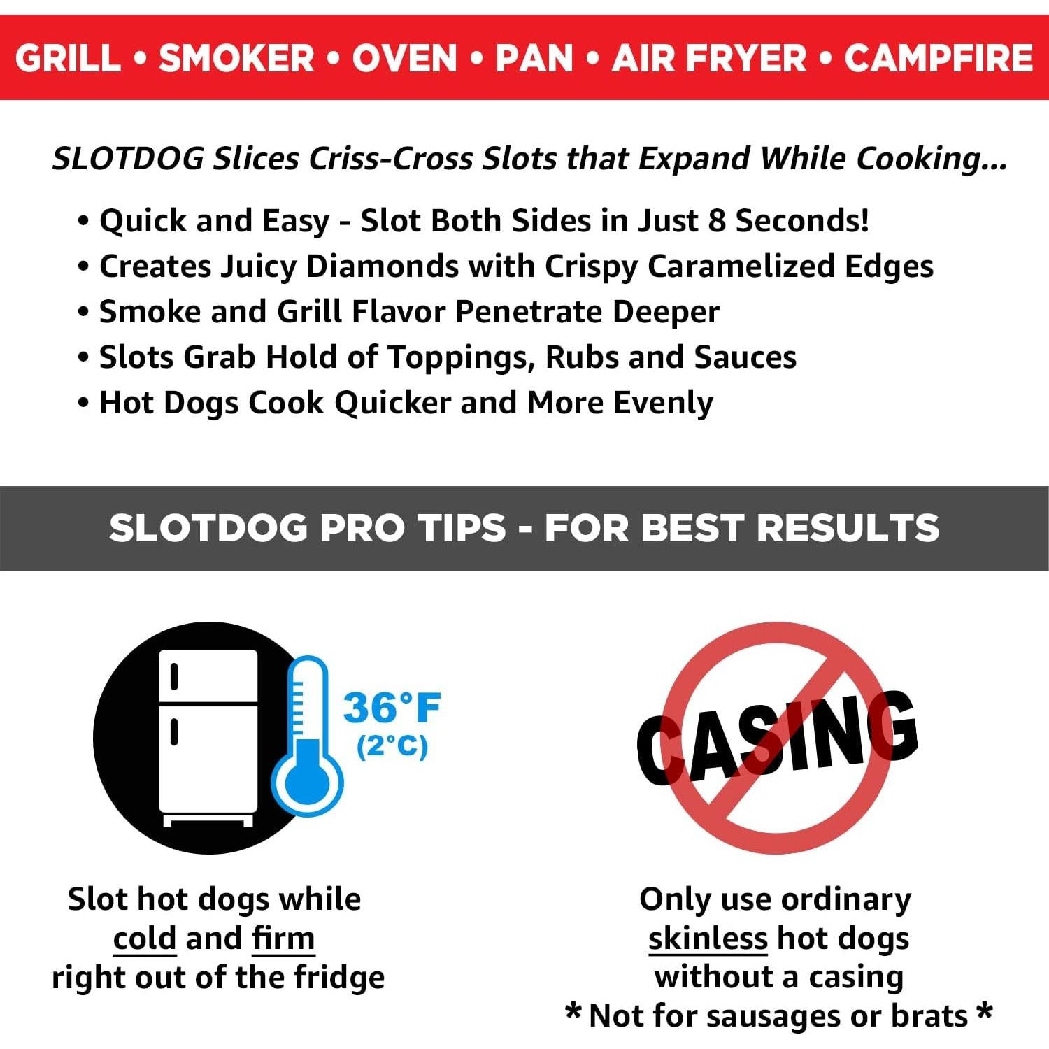 Cortador de Hot Dogs SLOTDOG - Acero Inoxidable - 27.94 cm - Rojo