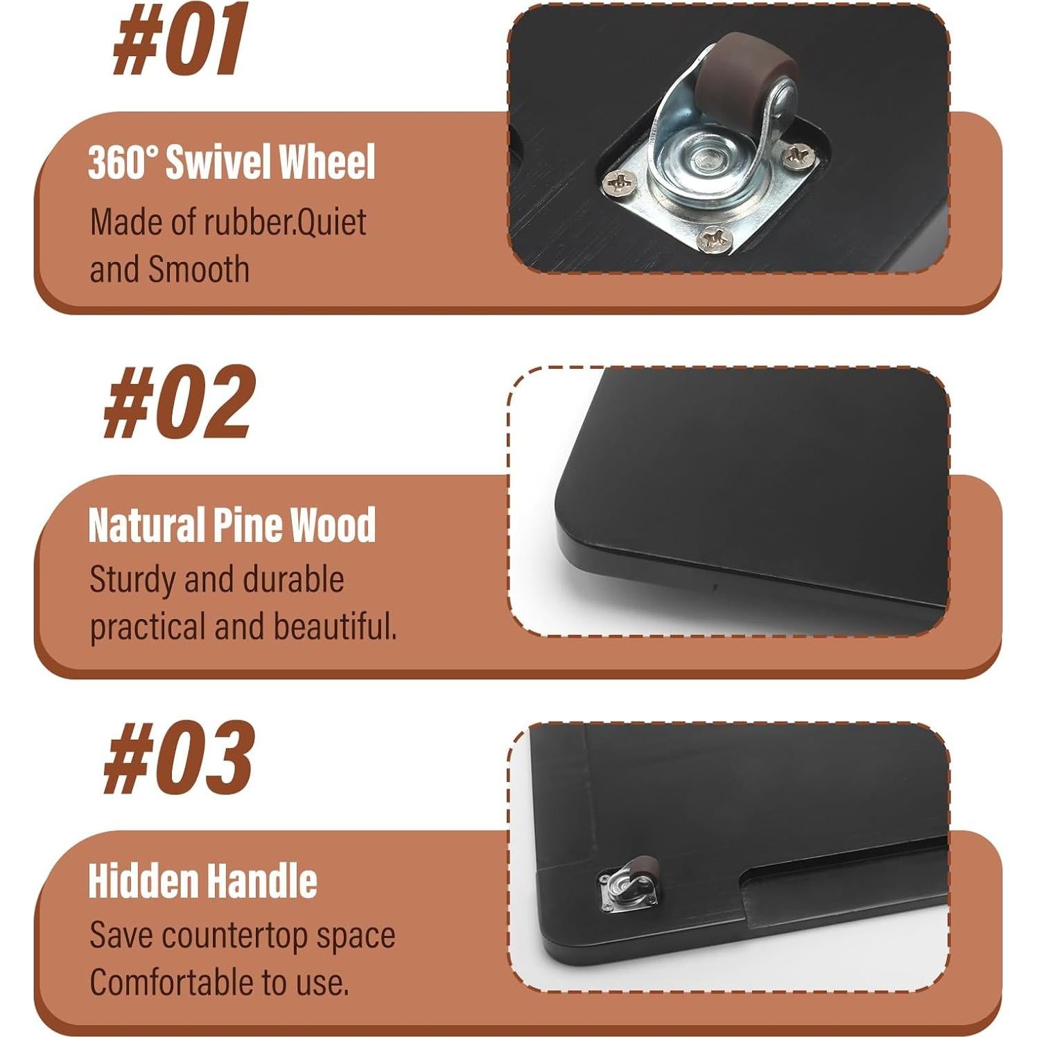 Bandeja Deslizante 360° JAYOBGO para Cafetera Negra 40.6x33 cm