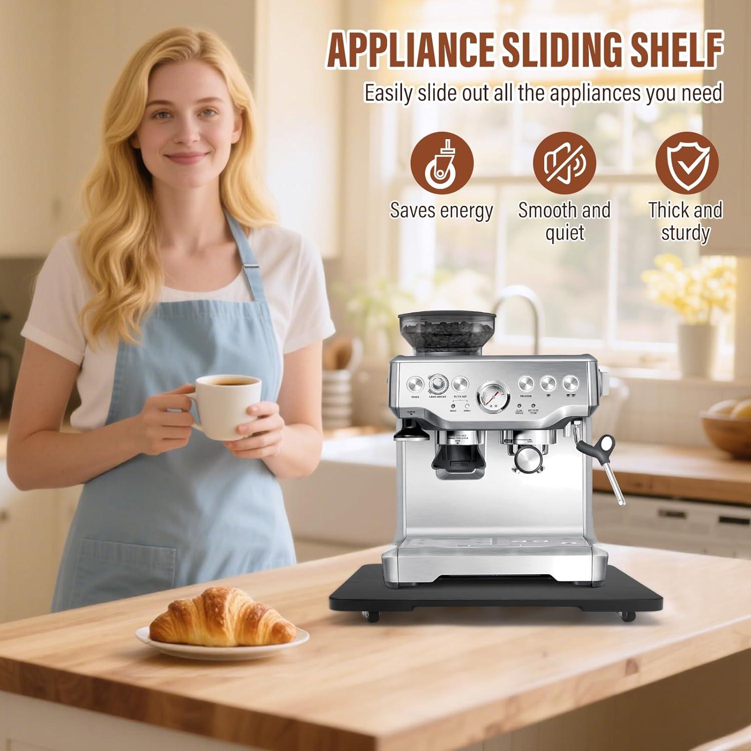 Bandeja Deslizante 360° JAYOBGO para Cafetera Negra 40.6x33 cm