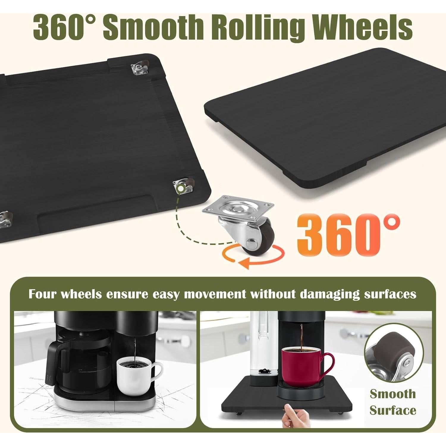 Bandeja Giratoria 360° Xykzra para Cafetera 24.1x35.6cm Negra