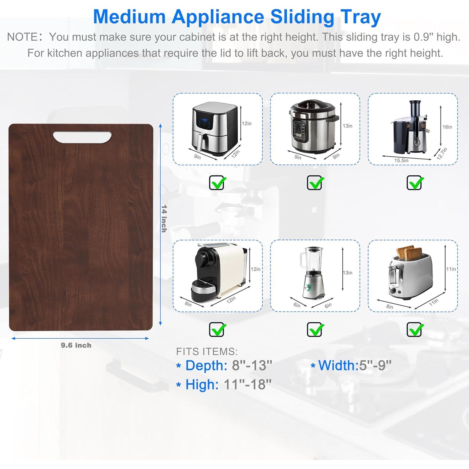 Bandeja Deslizante de Madera Ébano Vidafelic 90kg 35.6x24.4cm