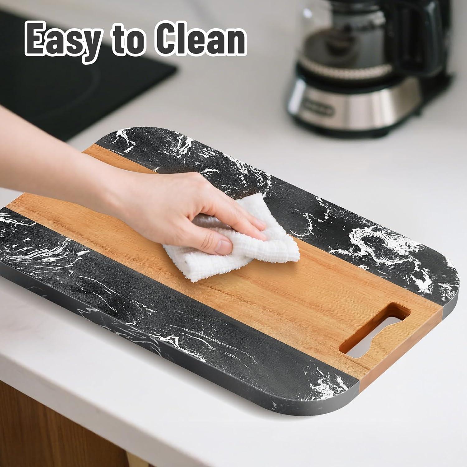 Bandeja Deslizante de Acacia y Mármol NiHome 35.5x24.1 cm