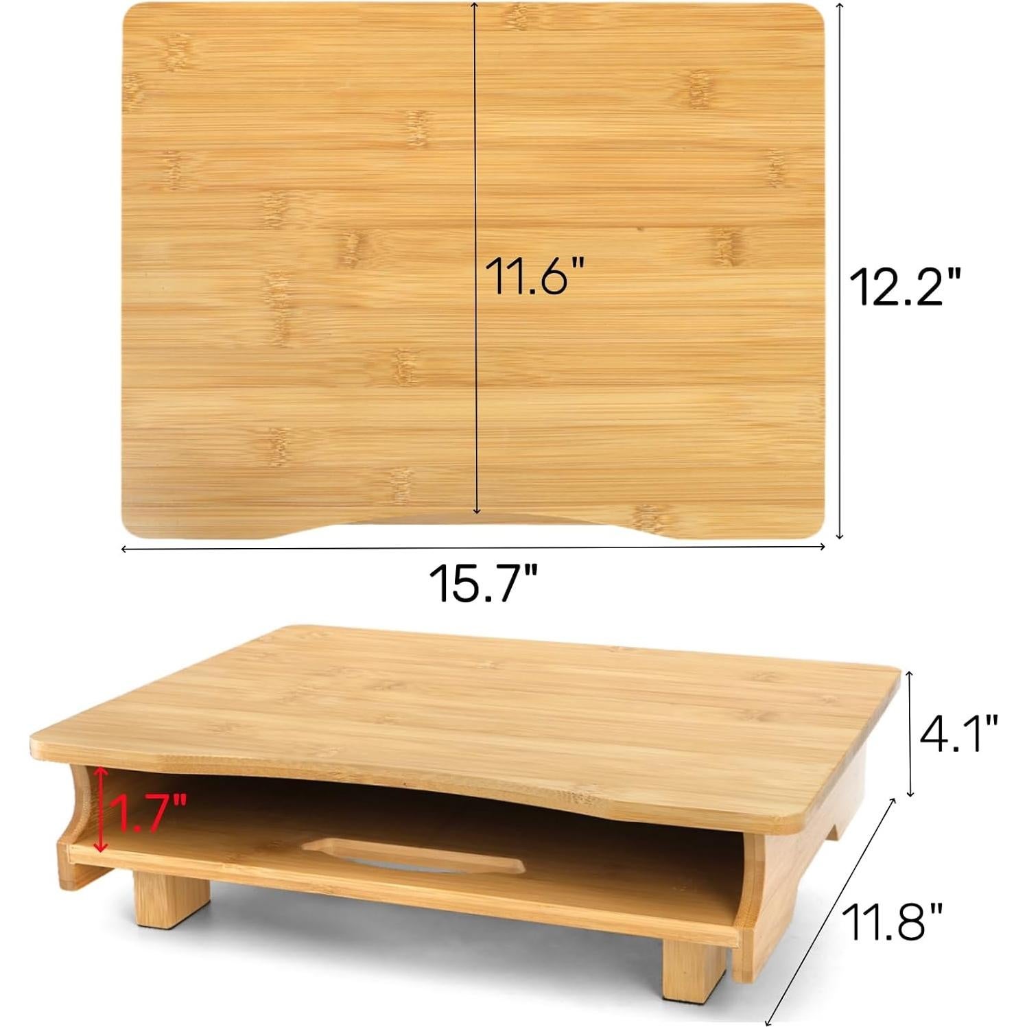 Deslizador de electrodomésticos Peohud de bambú con ruedas 39.9x31 cm