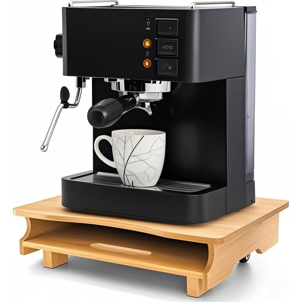 Deslizador de electrodomésticos Peohud de bambú con ruedas 39.9x31 cm