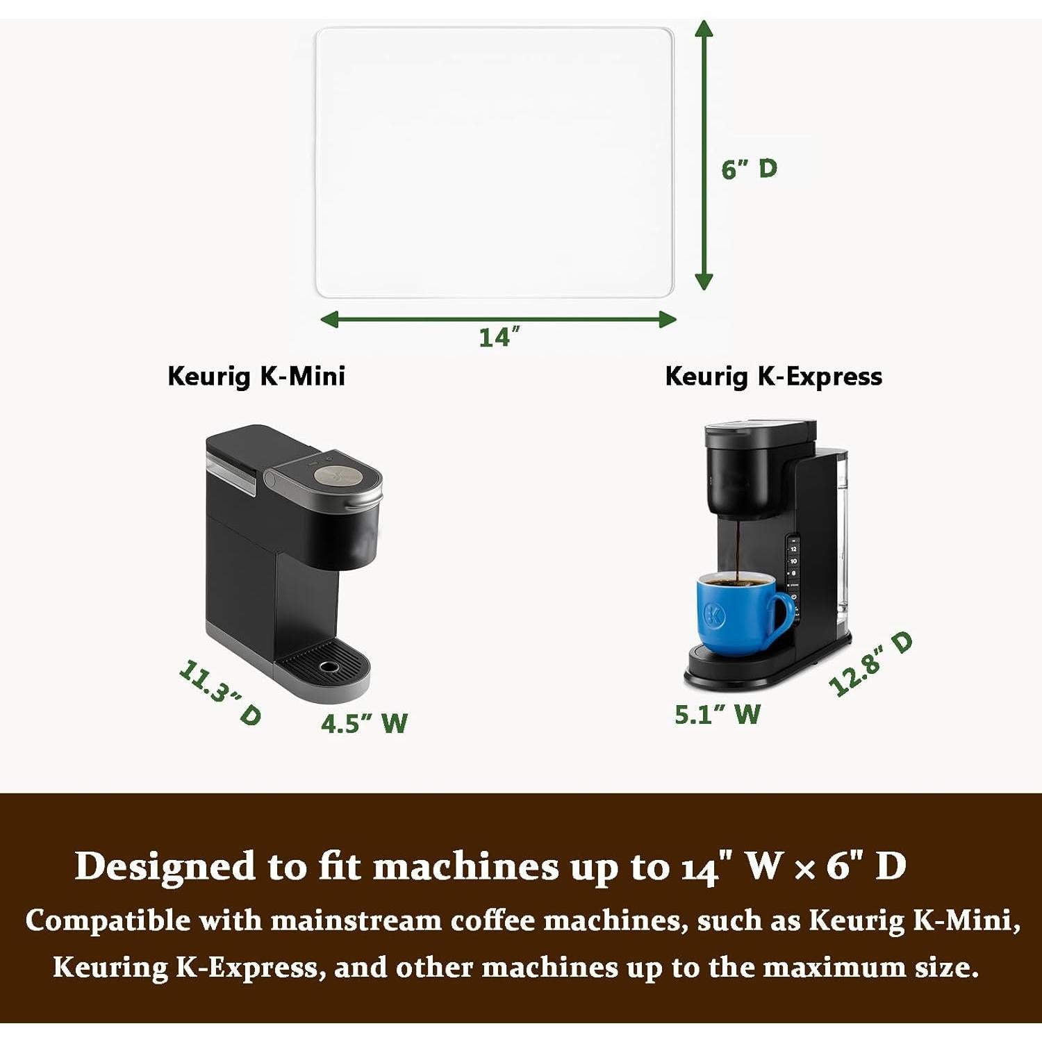 Bandeja deslizante acrílica transparente para cafetera Keurig