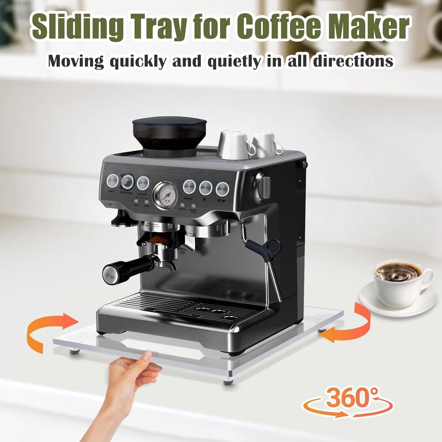 Bandeja Deslizante Acrílica Xykzra 33x36 cm para Cafetera