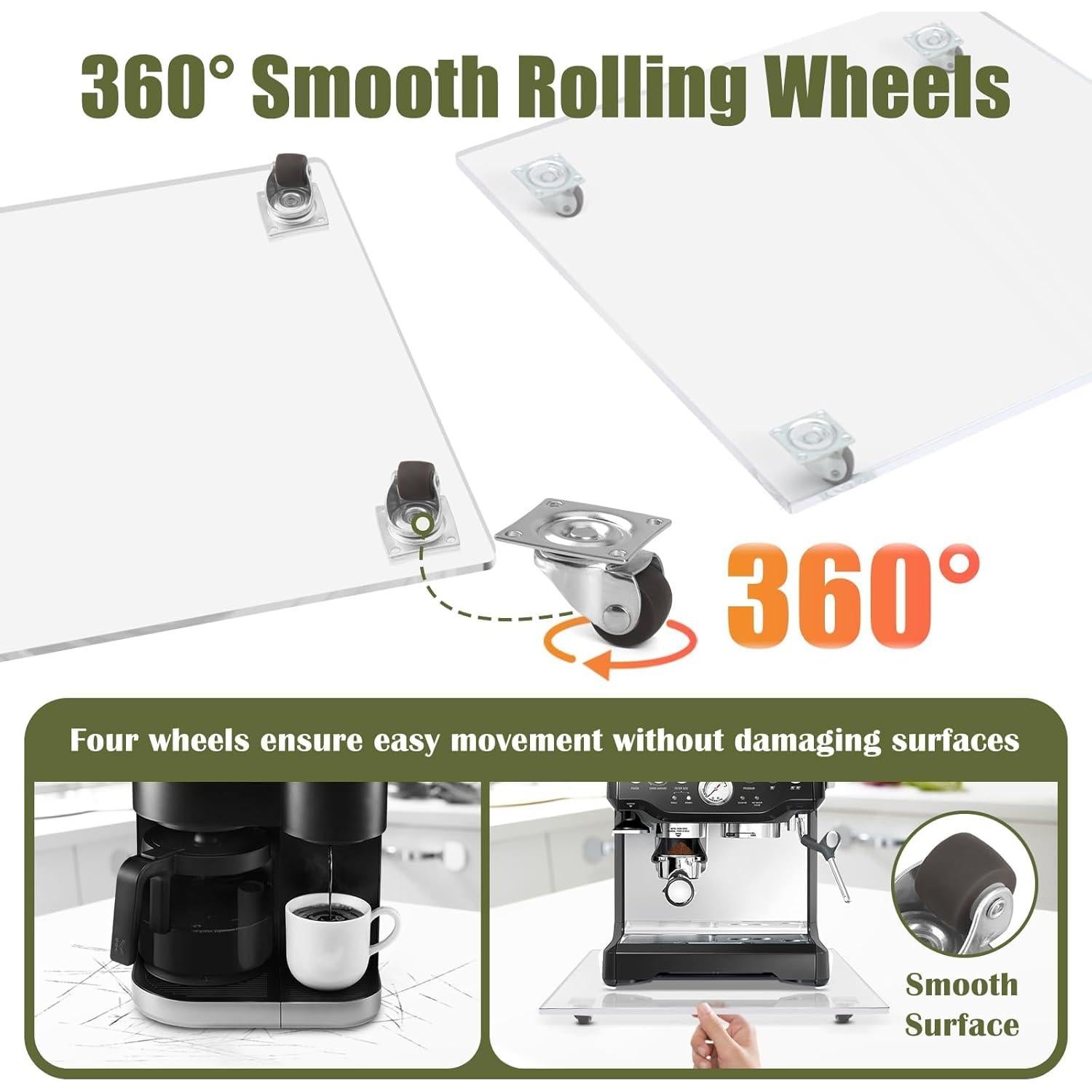 Bandeja Deslizante Acrílica Xykzra 33x36 cm para Cafetera