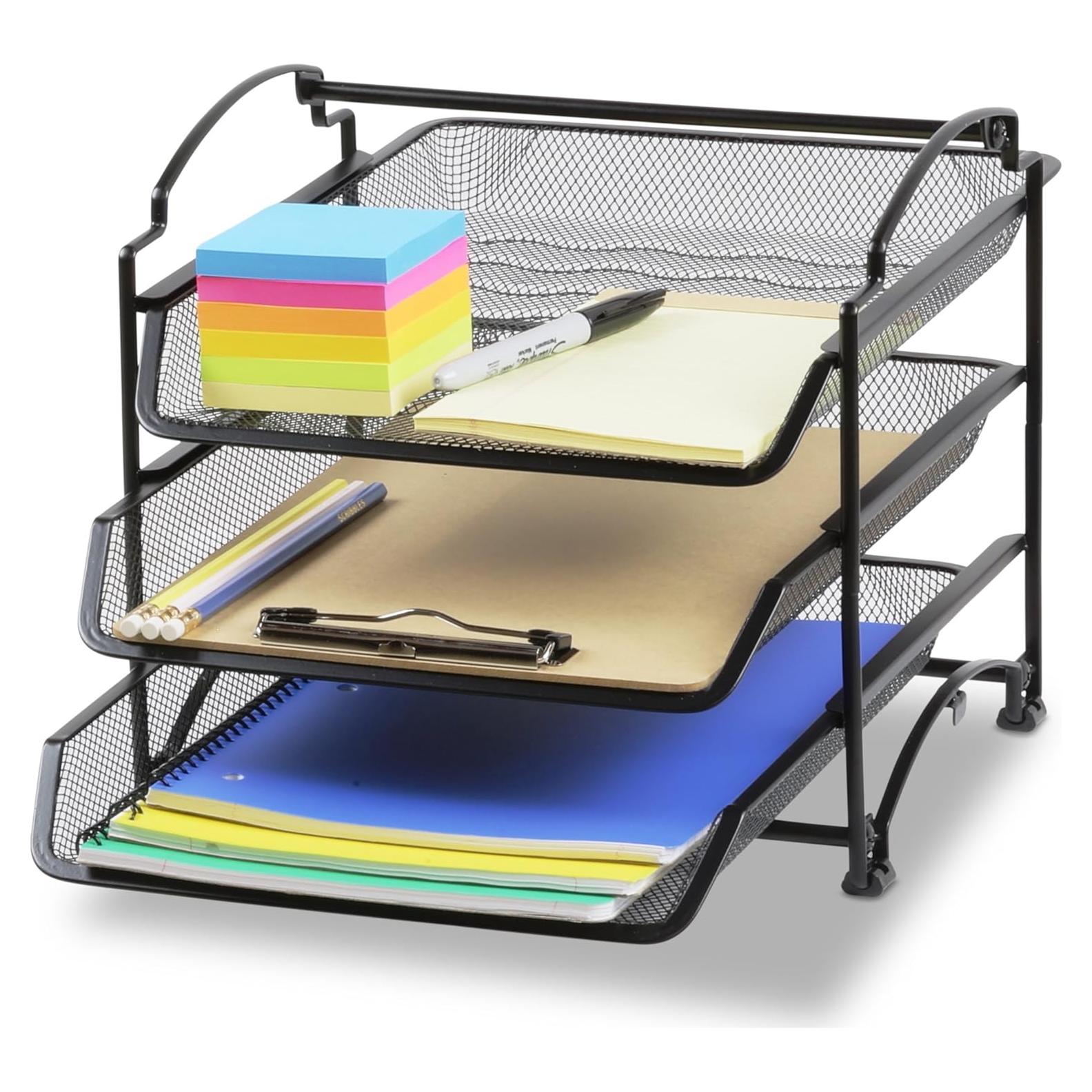 Organizador de Documentos Apilable Simple Houseware 3 Niveles Negro