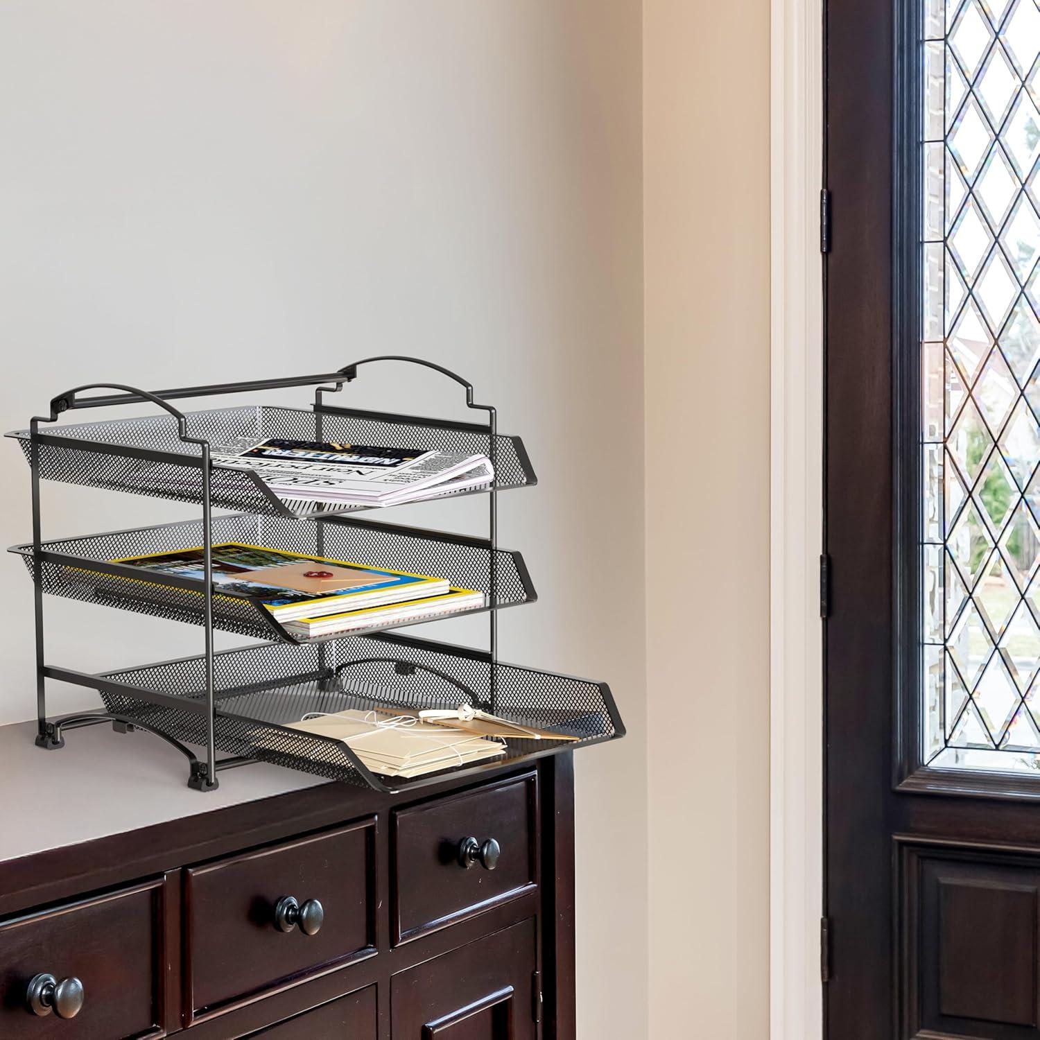 Organizador de Documentos Apilable Simple Houseware 3 Niveles Negro