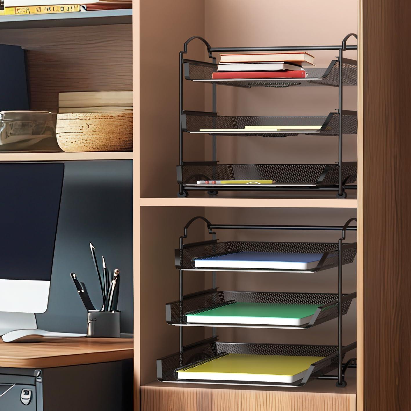 Organizador de Documentos Apilable Simple Houseware 3 Niveles Negro