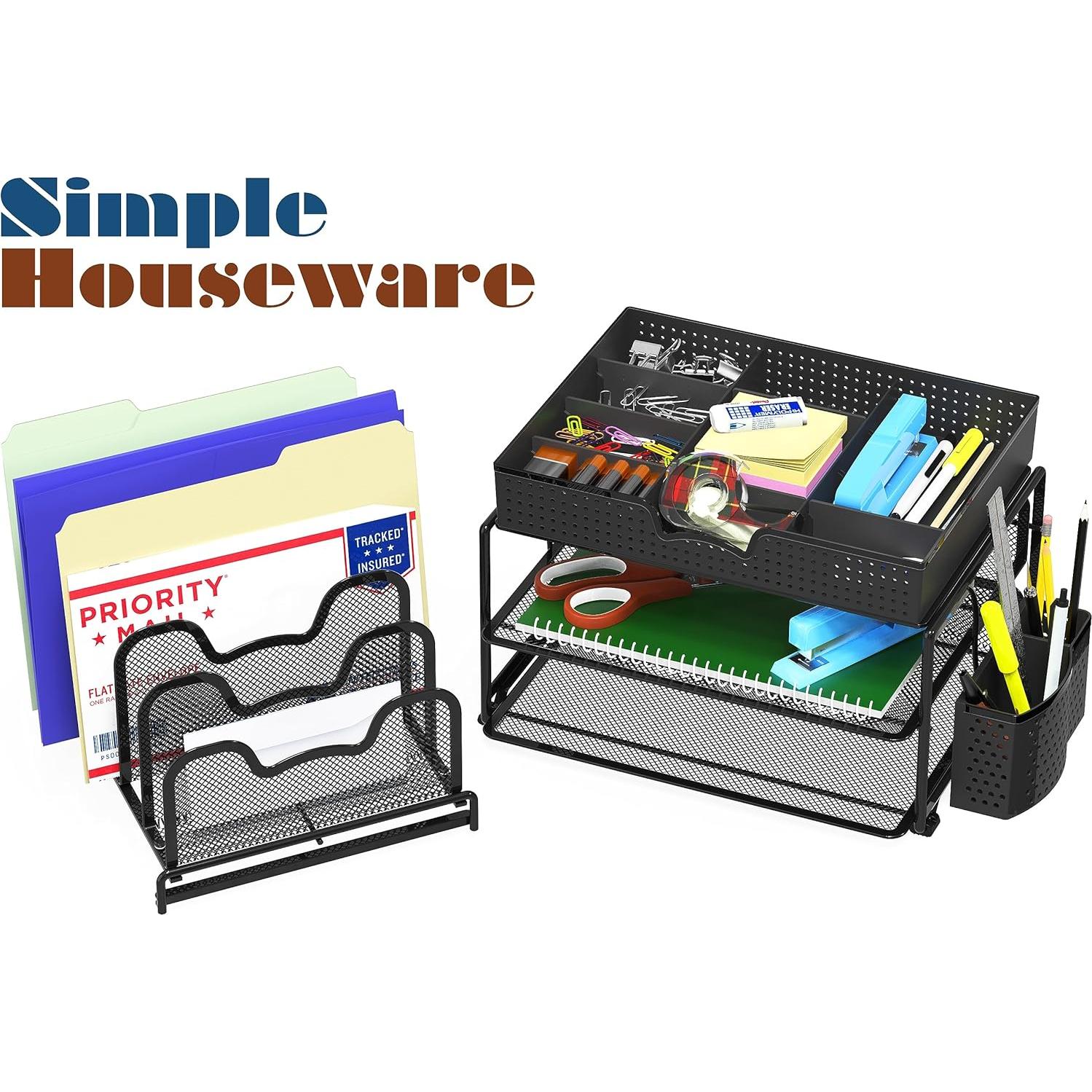 Organizador de Escritorio Simple Houseware con Cajón y 5 Secciones