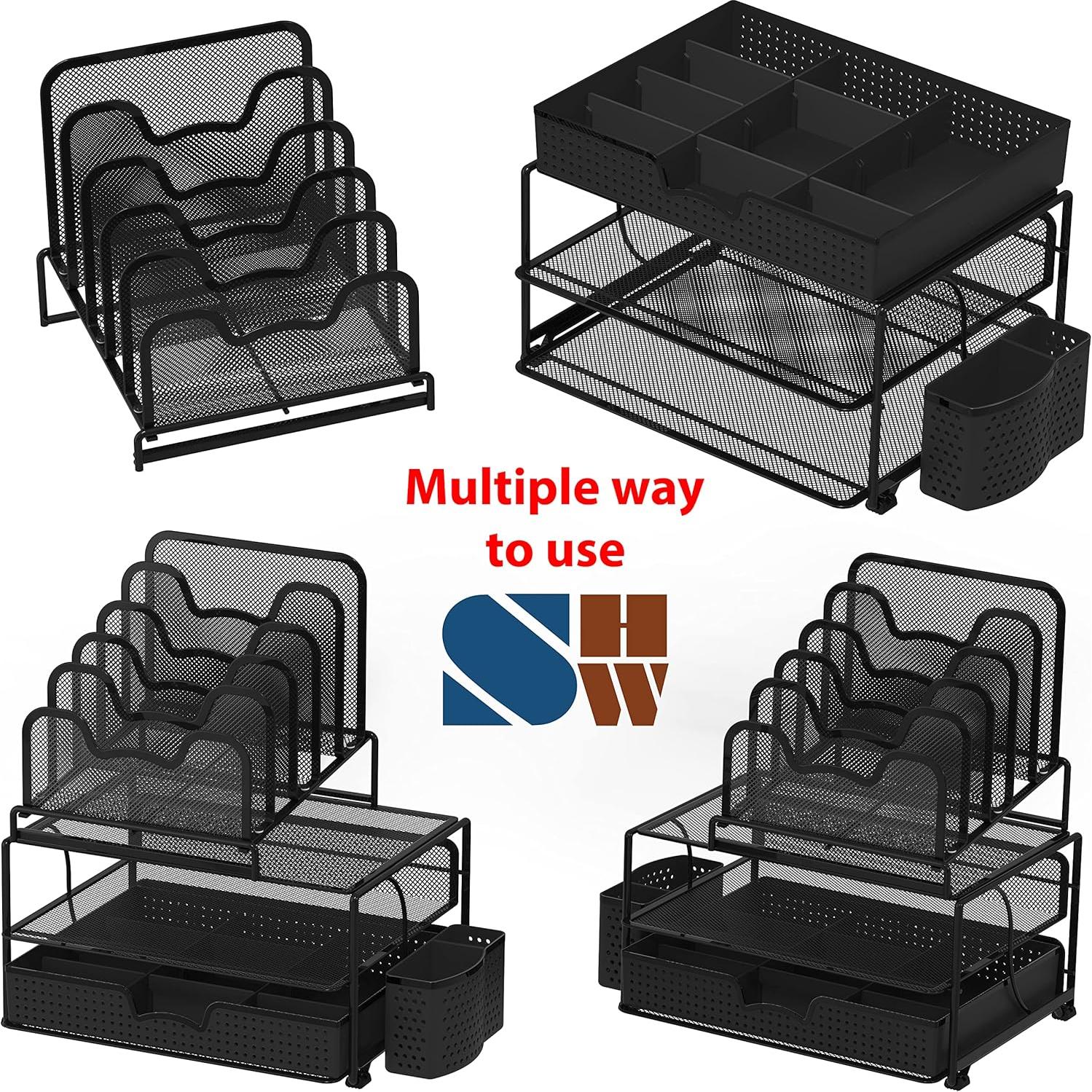 Organizador de Escritorio Simple Houseware con Cajón y 5 Secciones