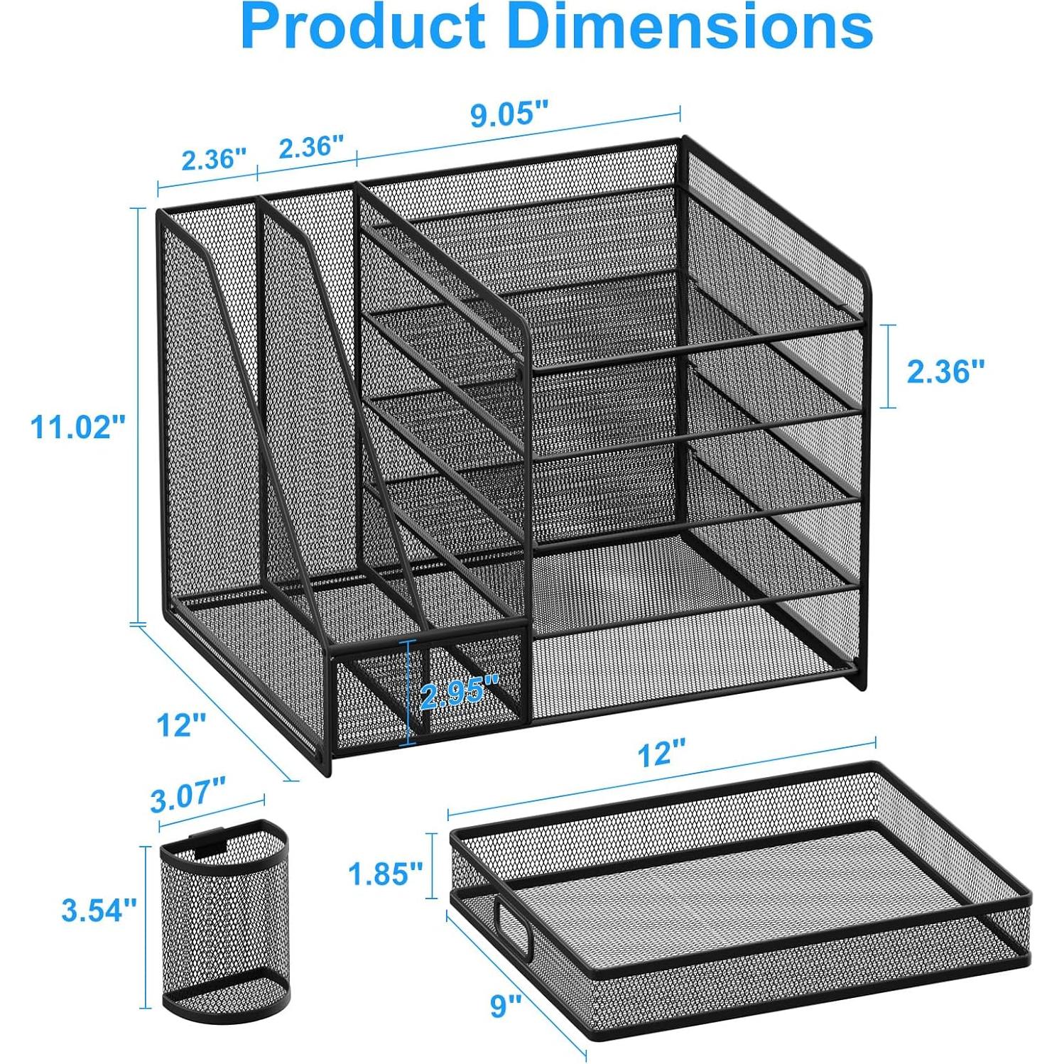 Organizador de Escritorio Lavatino 5 Niveles con Cajón Negro