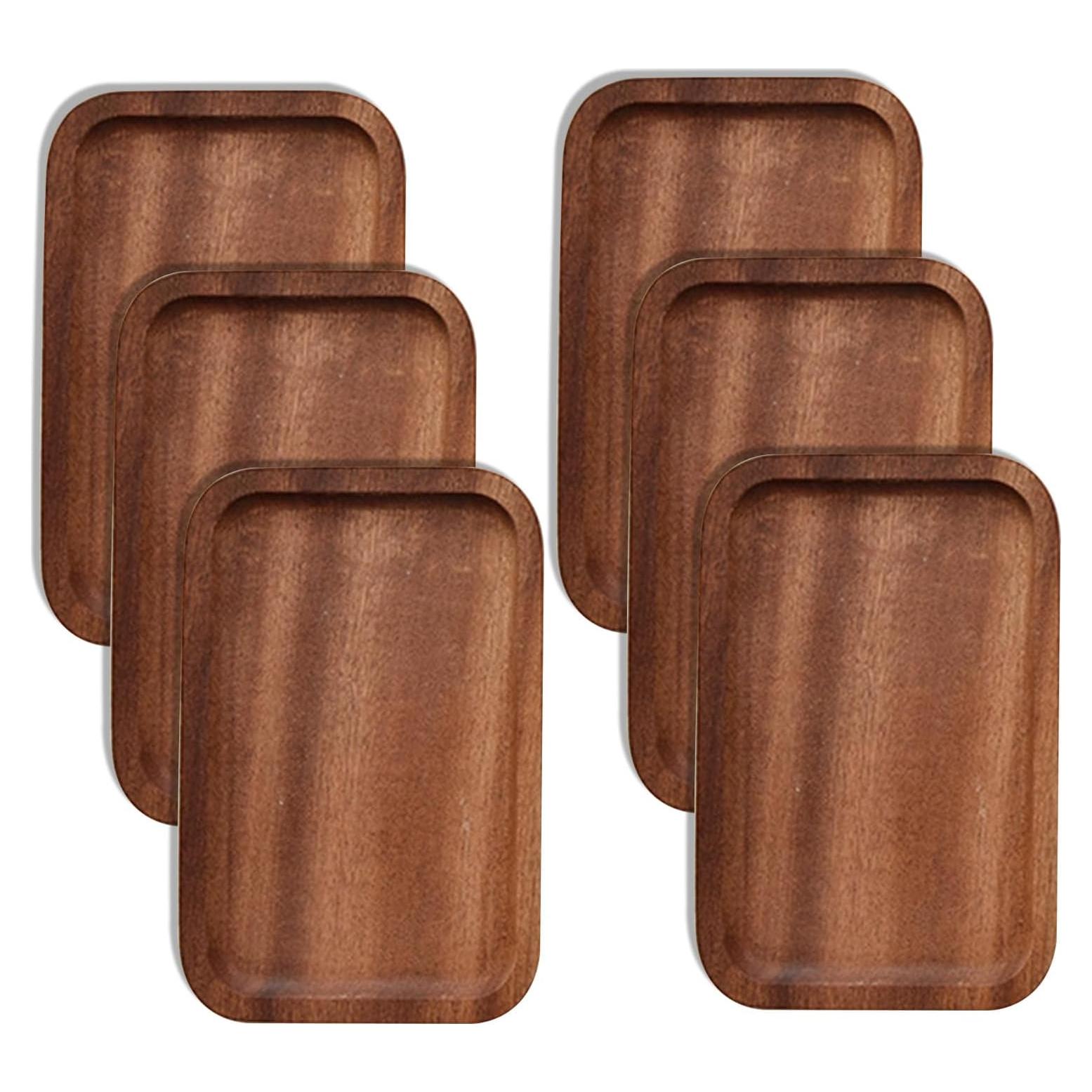 Paquete de 6 bandejas de madera Linwnil 20.32x12.7cm resistentes
