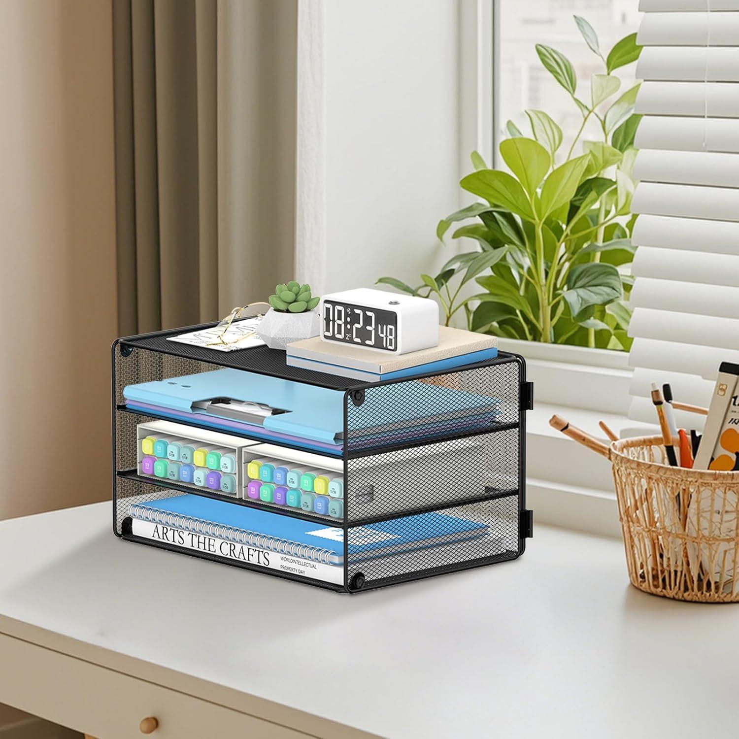 Organizador de Papel DALTACK 3 Niveles Metal Negro