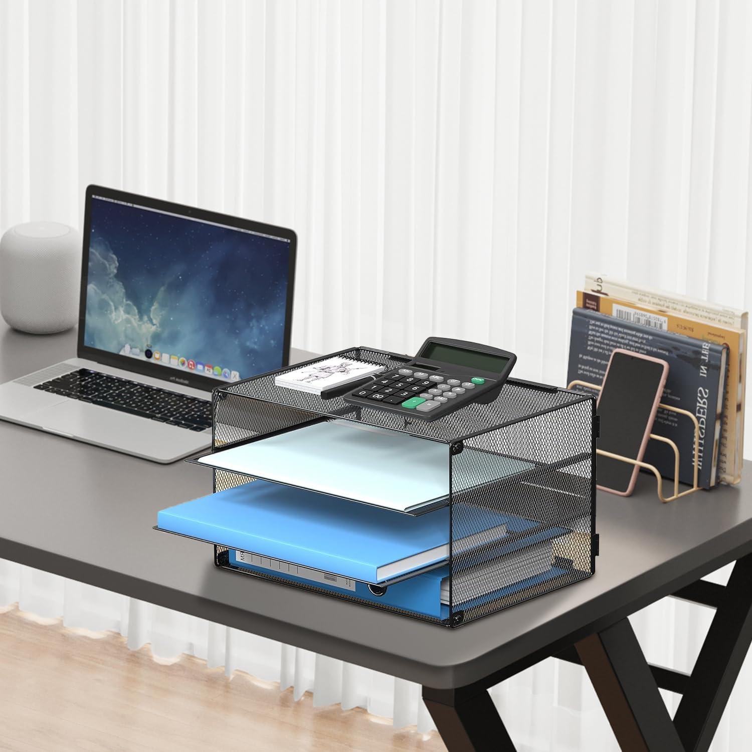 Organizador de Papel DALTACK 3 Niveles Metal Negro