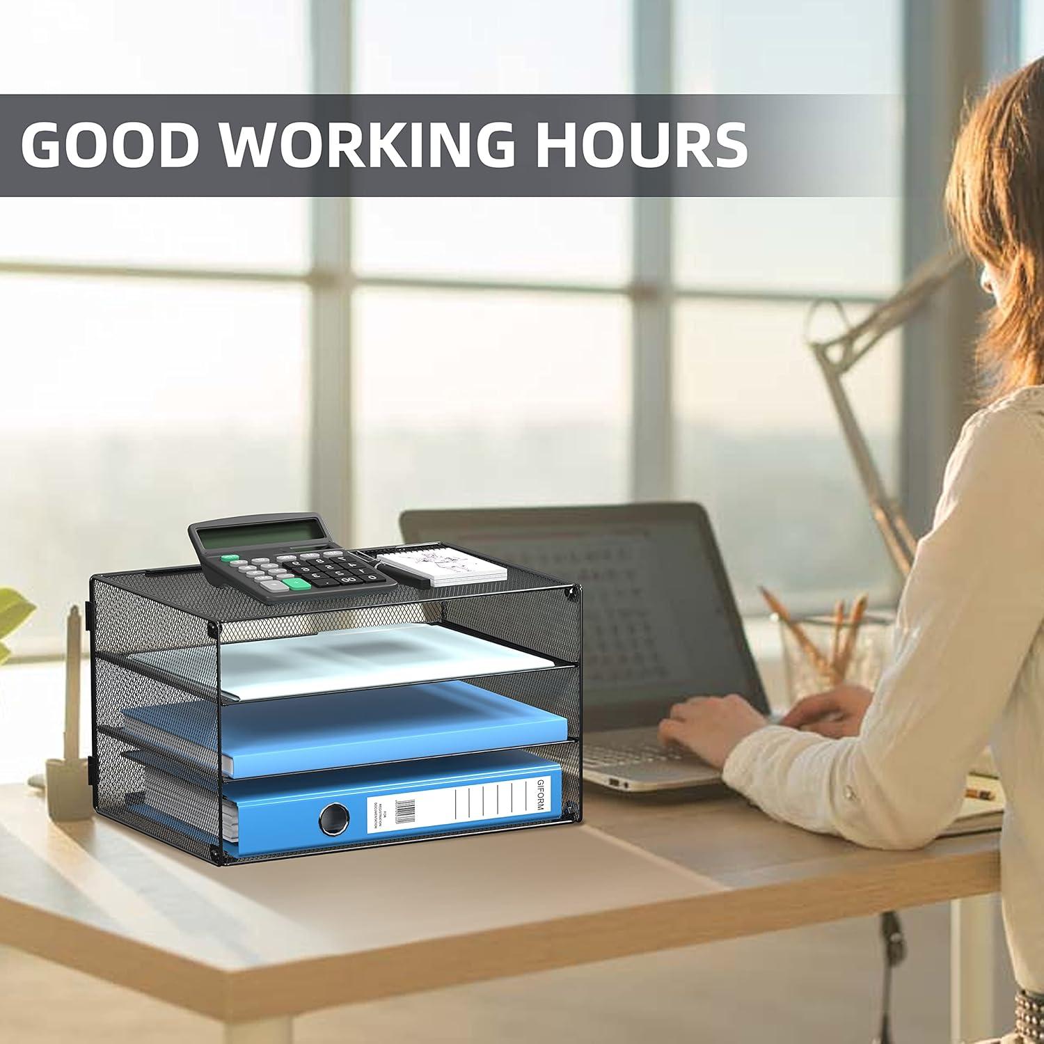 Organizador de Papel DALTACK 3 Niveles Metal Negro