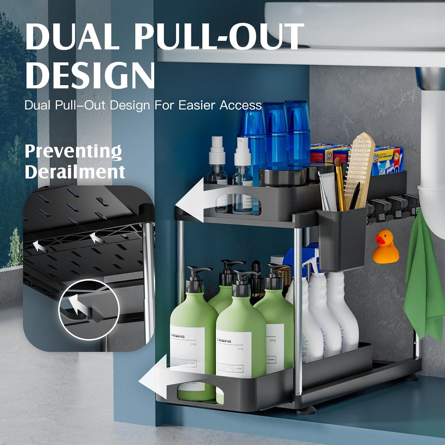 Organizador Bajo Fregadero VERIFOST Ajustable 2 Niveles Negro