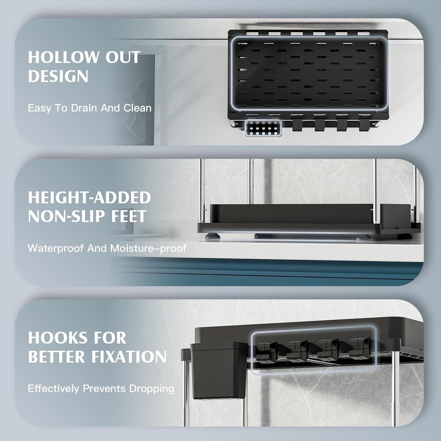 Organizador Bajo Fregadero VERIFOST Ajustable 2 Niveles Negro