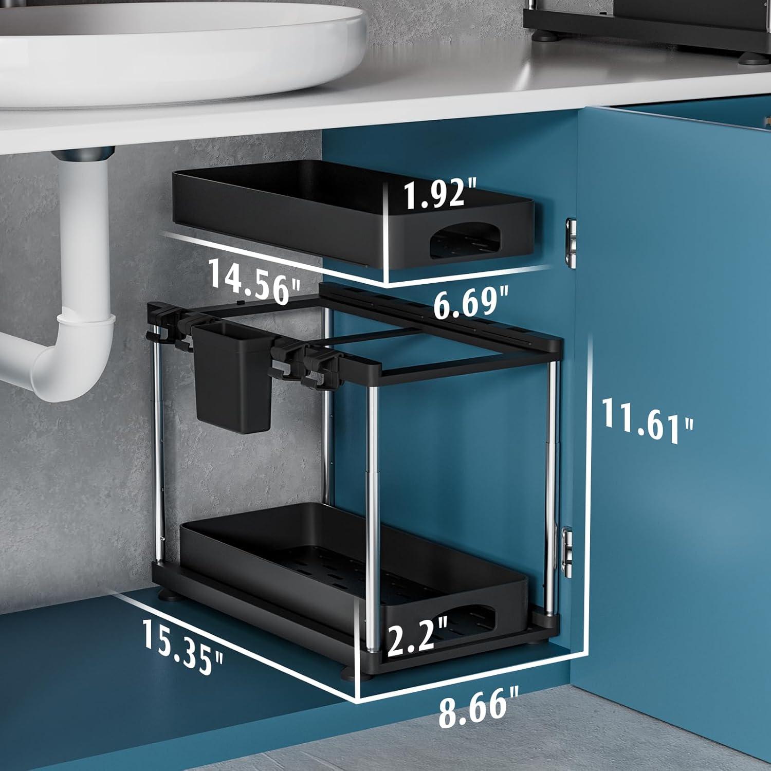 Organizador Bajo Fregadero VERIFOST Ajustable 2 Niveles Negro