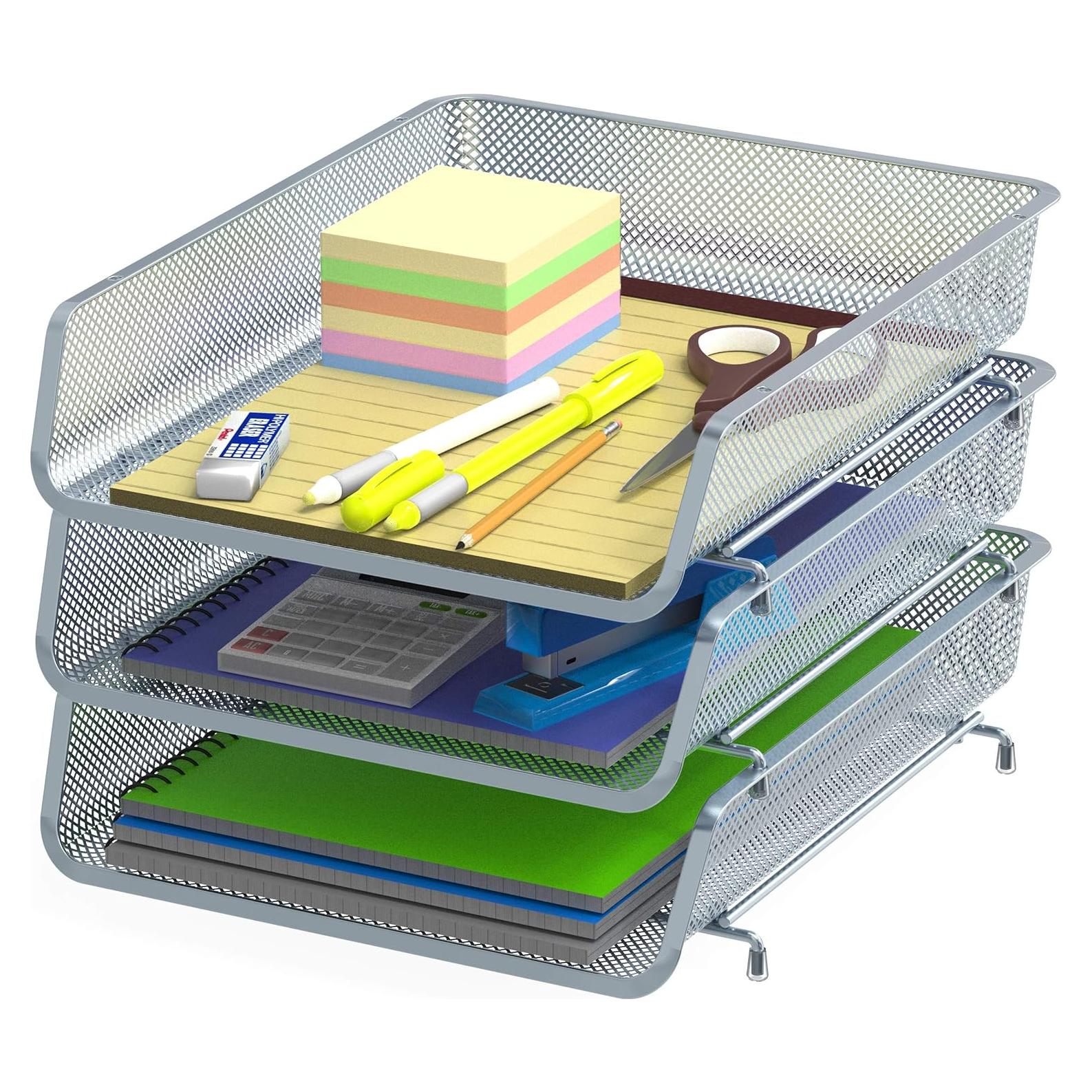 Organizador de Documentos Apilable Simple Houseware Plateado