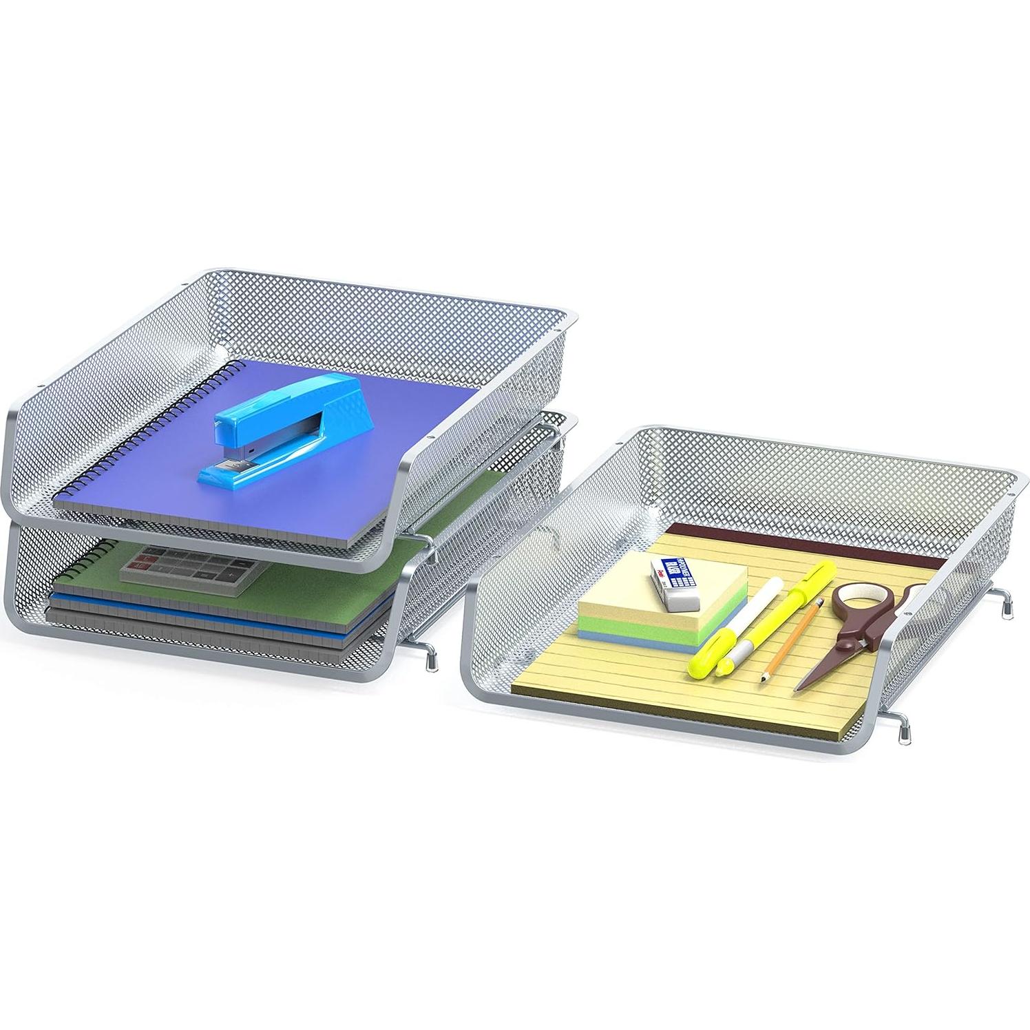 Organizador de Documentos Apilable Simple Houseware Plateado