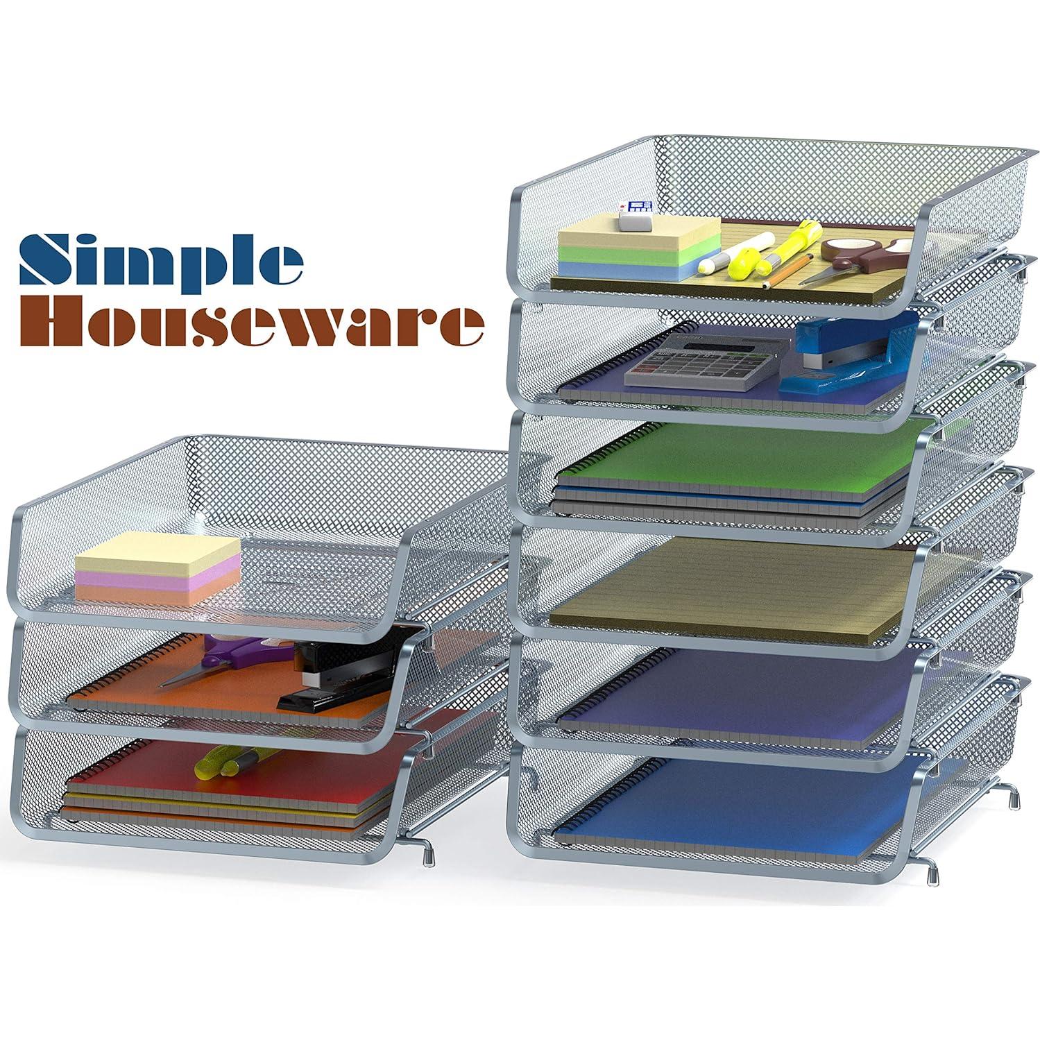 Organizador de Documentos Apilable Simple Houseware Plateado