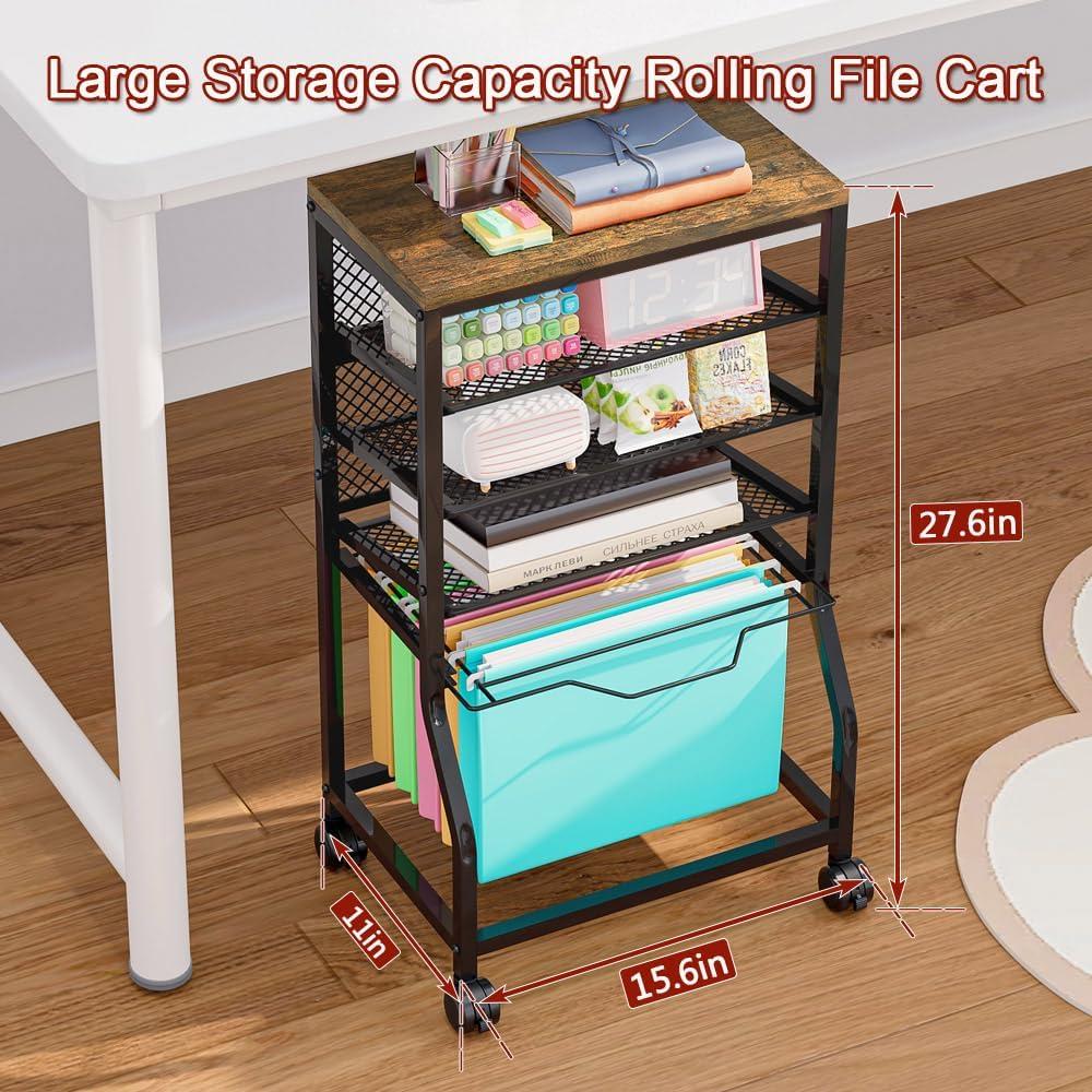 Carro de Archivos Rodante INGIORDAR Negro 5 Niveles con Ruedas