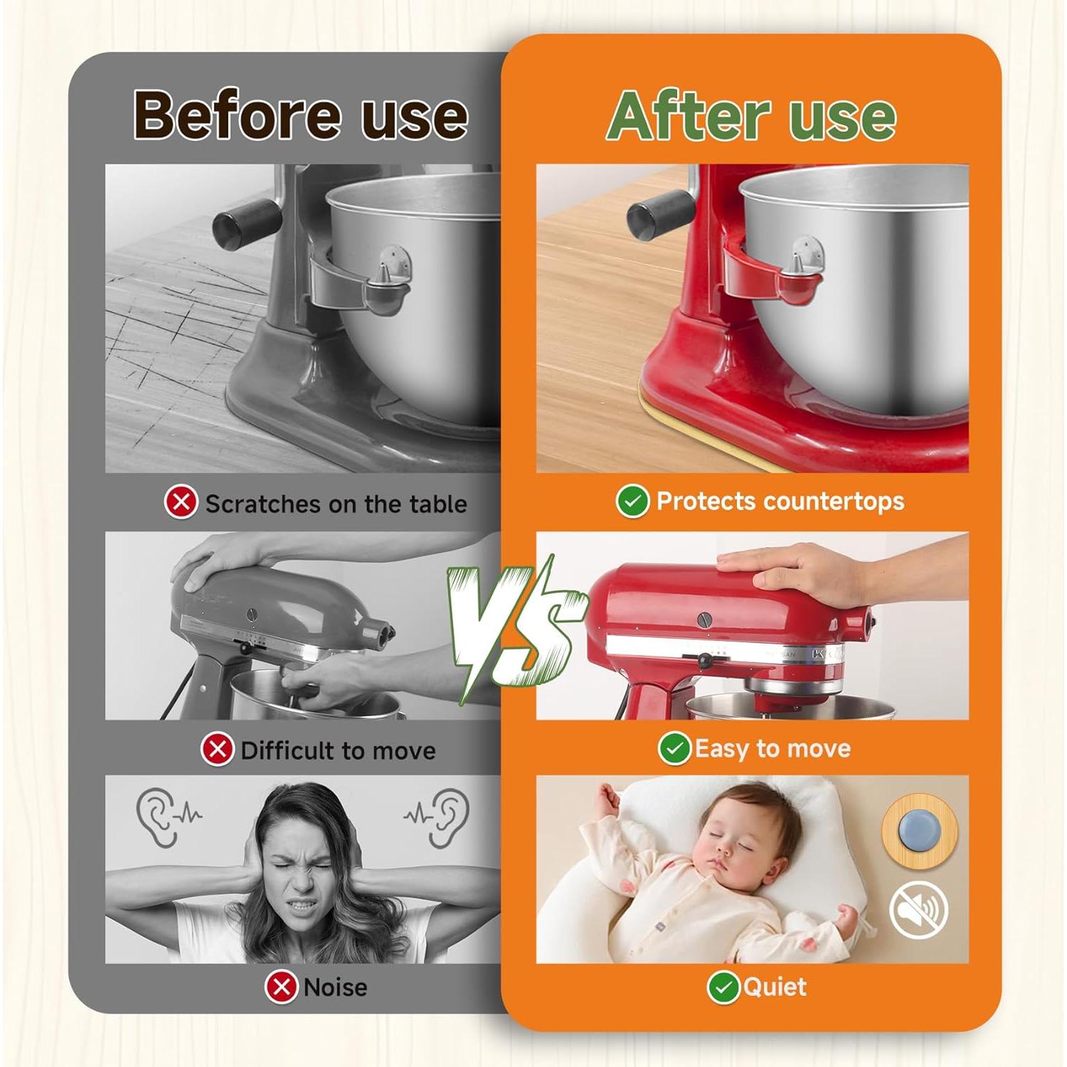 Alfombrilla Deslizante de Bambú JAYOBGO para Kitchen Aid 6-7 Qt