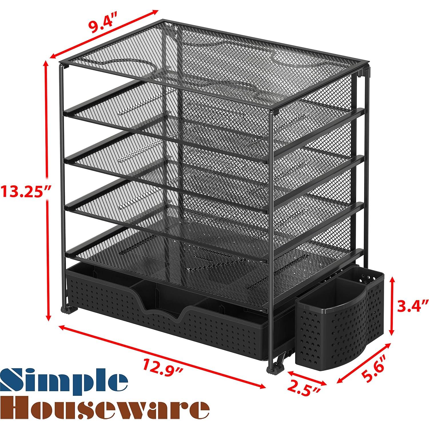 Bandeja de Documentos 5 Niveles Simple Houseware Negro