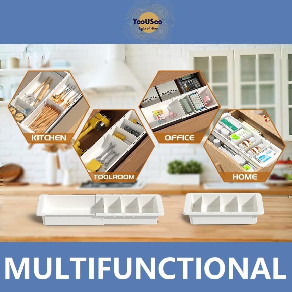 Organizador de Cajones Expandible YOOUSOO 2 PCS Blanco 46x15.5 cm