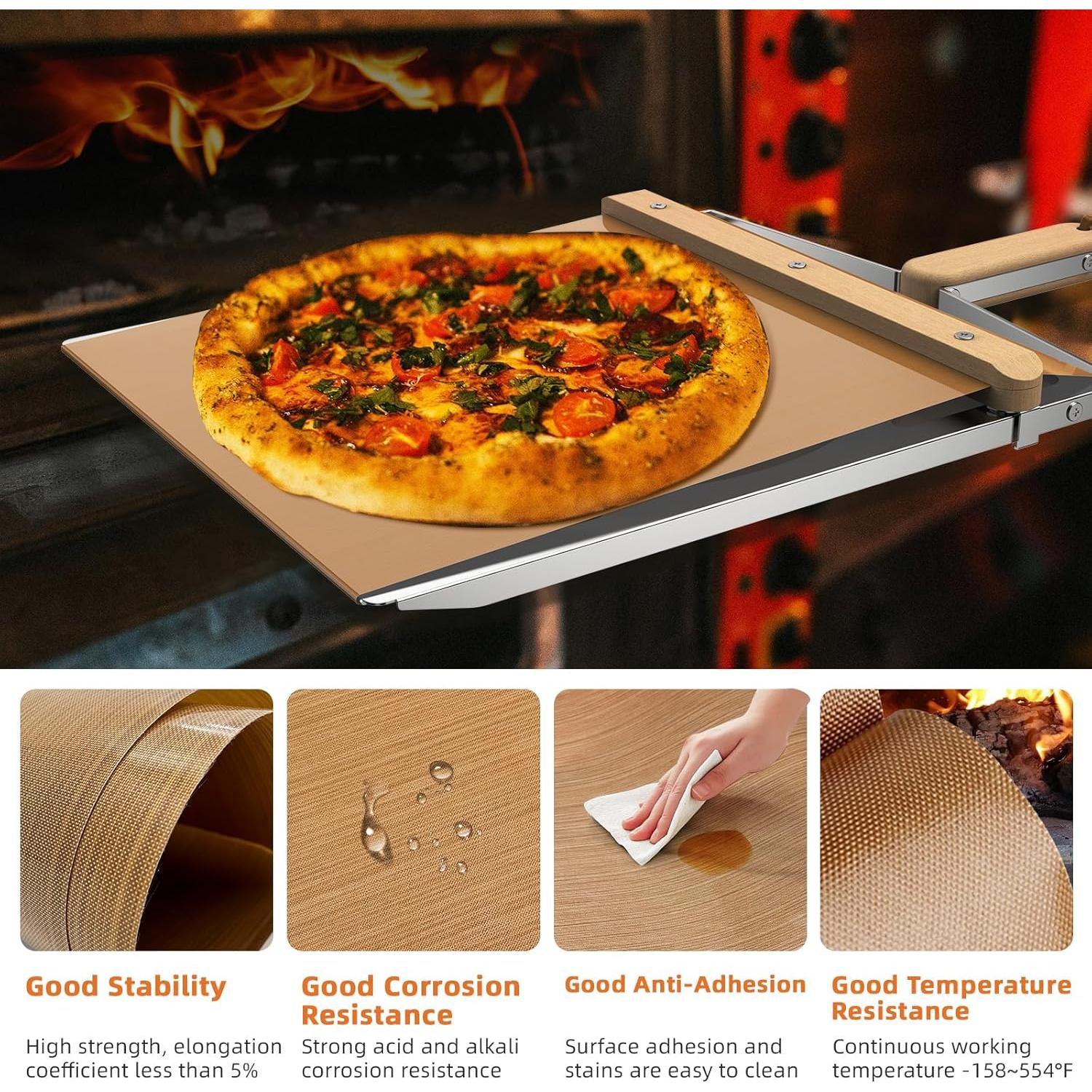 Pala para Pizza Deslizante KHKJROS 55.88x33.02cm Acero Inoxidable