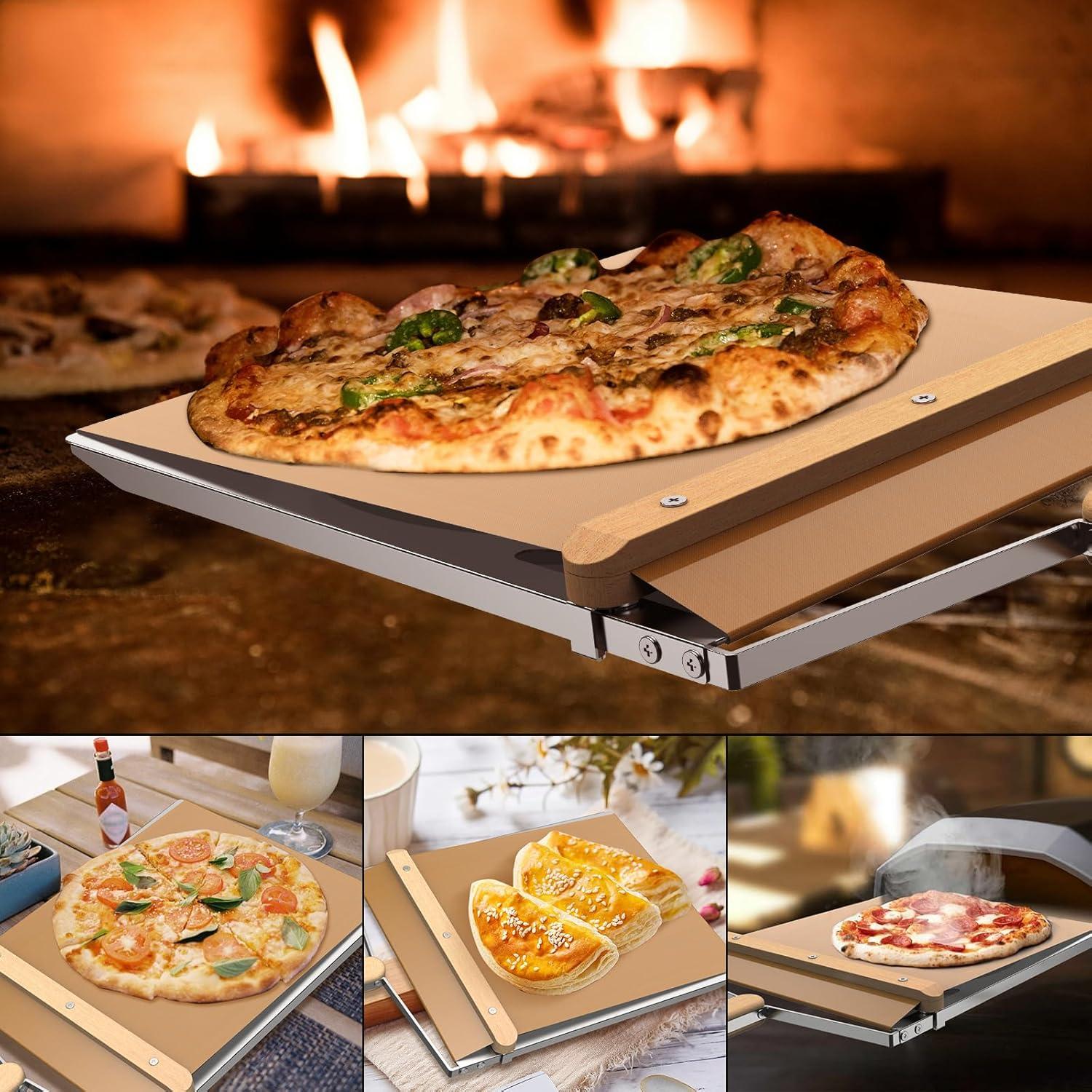 Pala para Pizza Deslizante KHKJROS 55.88x33.02cm Acero Inoxidable