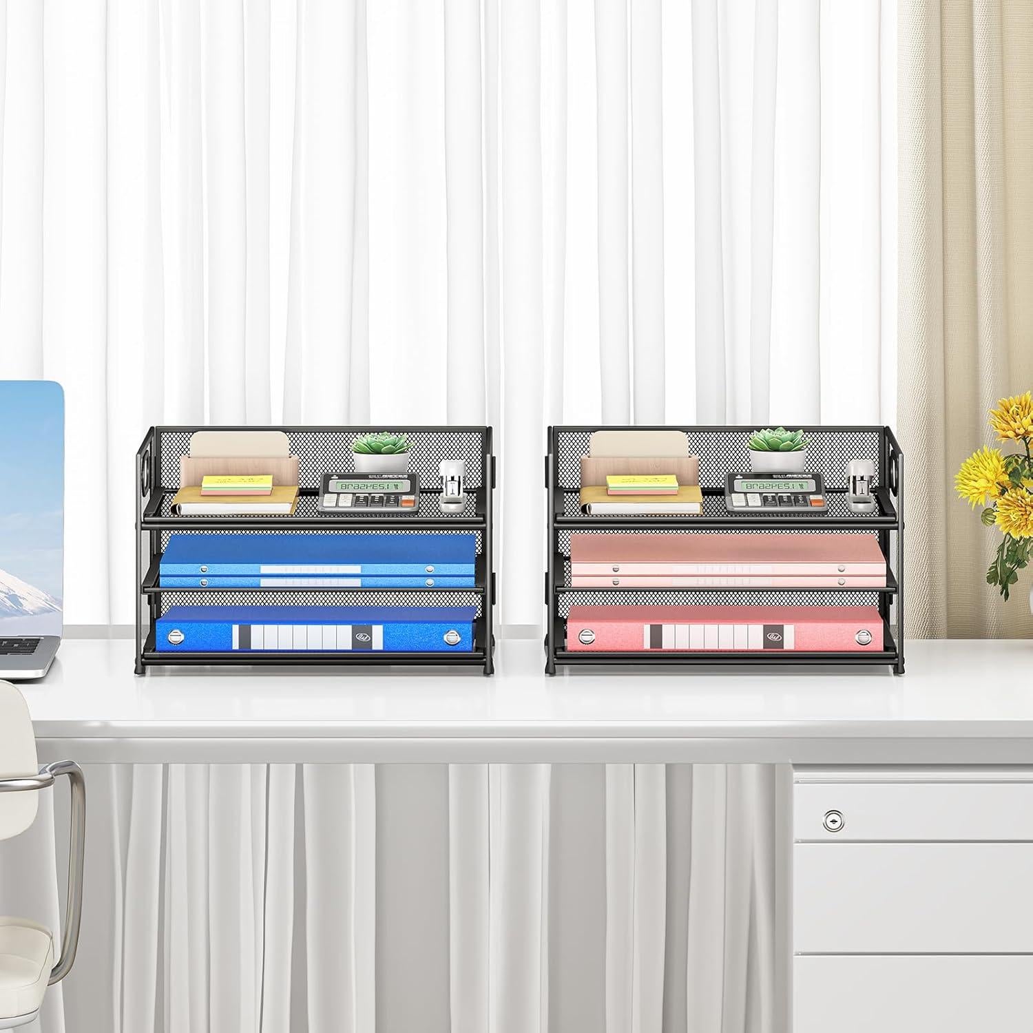 Organizador de Escritorio SUBEKYU 3 Niveles Metal Negro 2-Pack