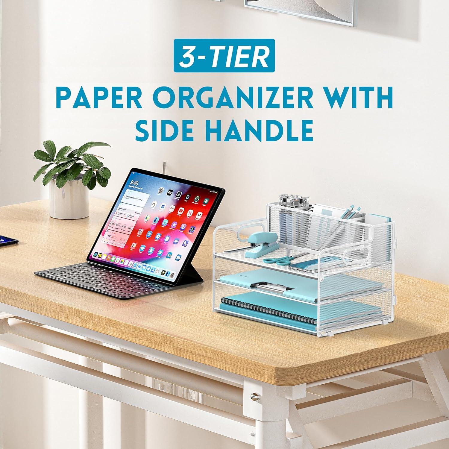 Organizador de Escritorio JMHUD Blanco 3 Niveles con Soporte