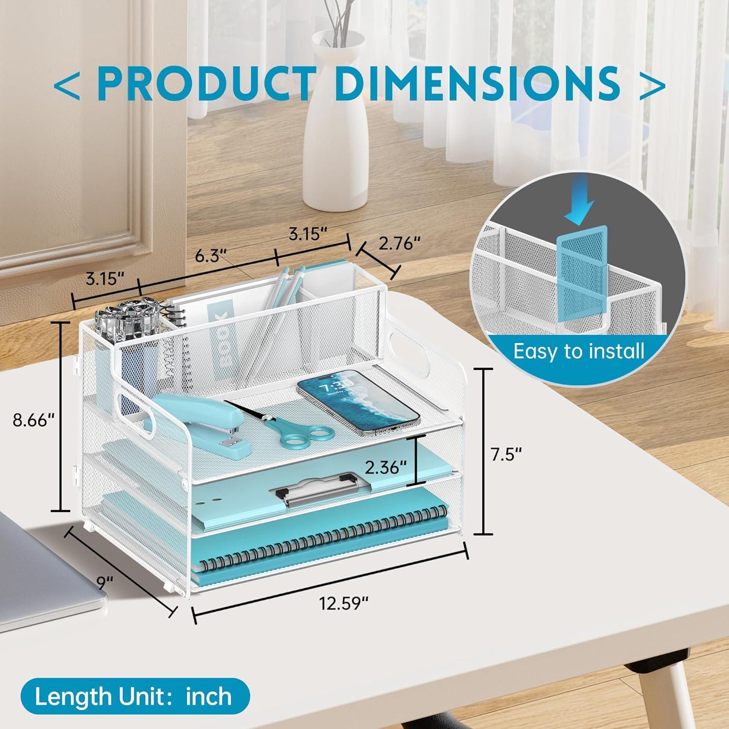 Organizador de Escritorio JMHUD Blanco 3 Niveles con Soporte