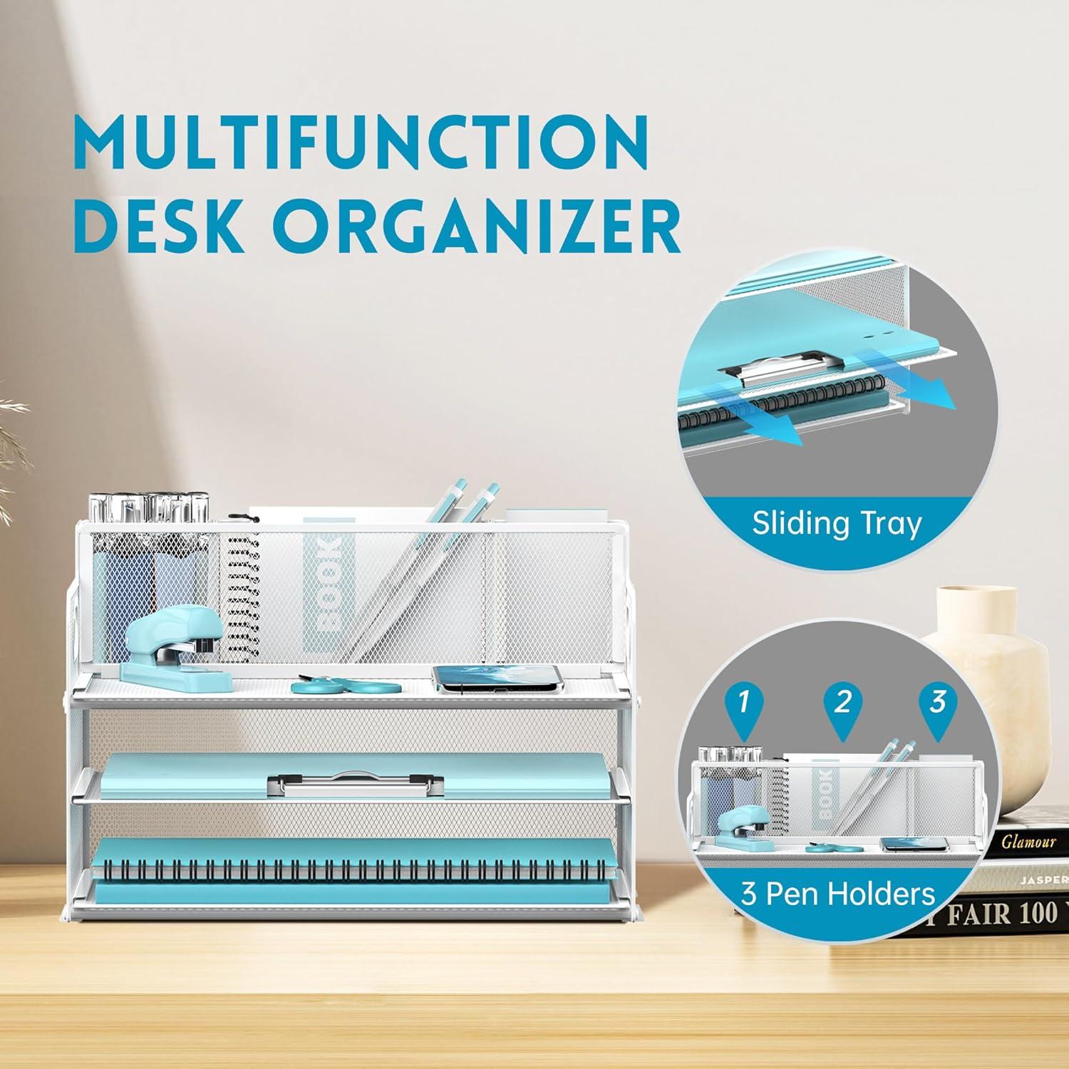 Organizador de Escritorio JMHUD Blanco 3 Niveles con Soporte