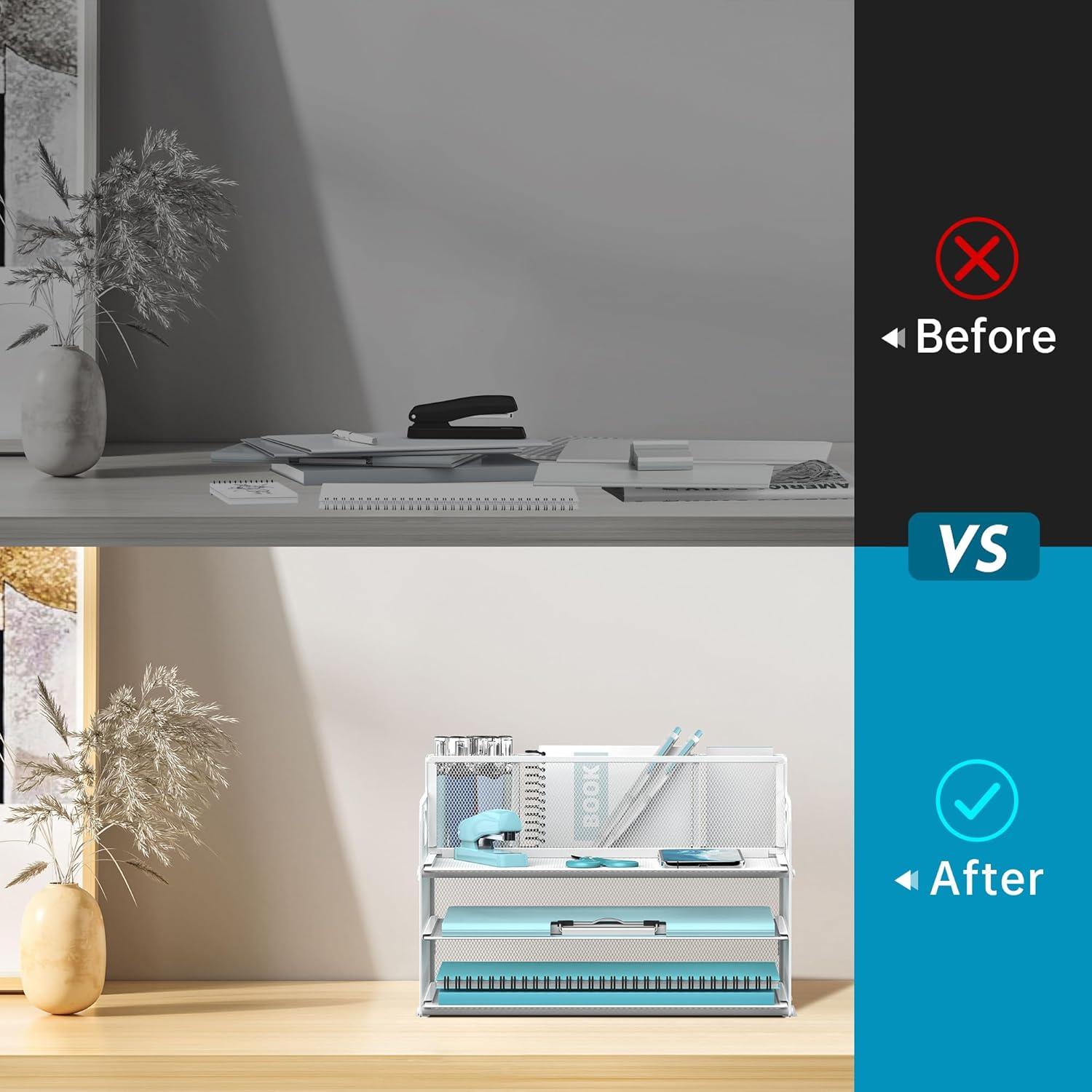 Organizador de Escritorio JMHUD Blanco 3 Niveles con Soporte