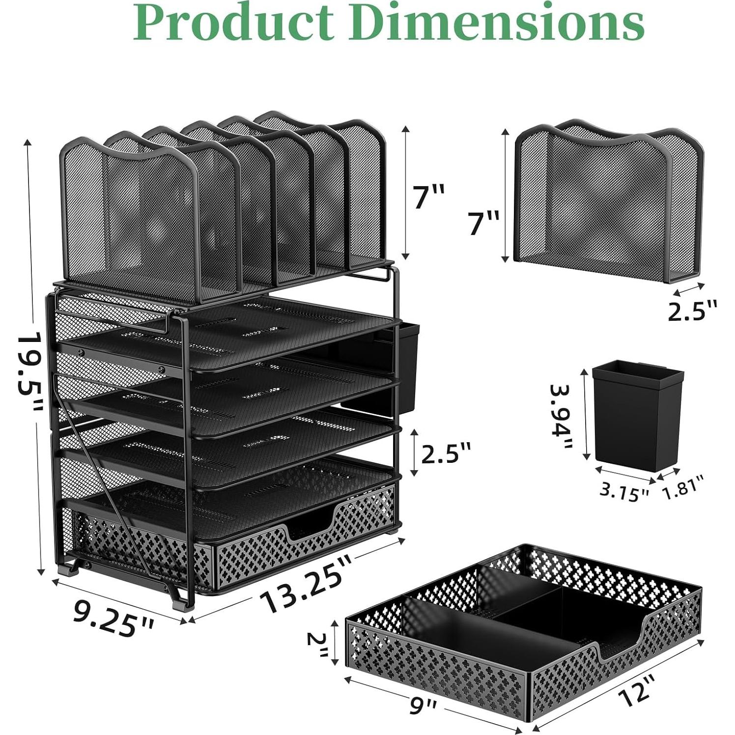 Organizador de Escritorio Simple Trending 5 Niveles Negro